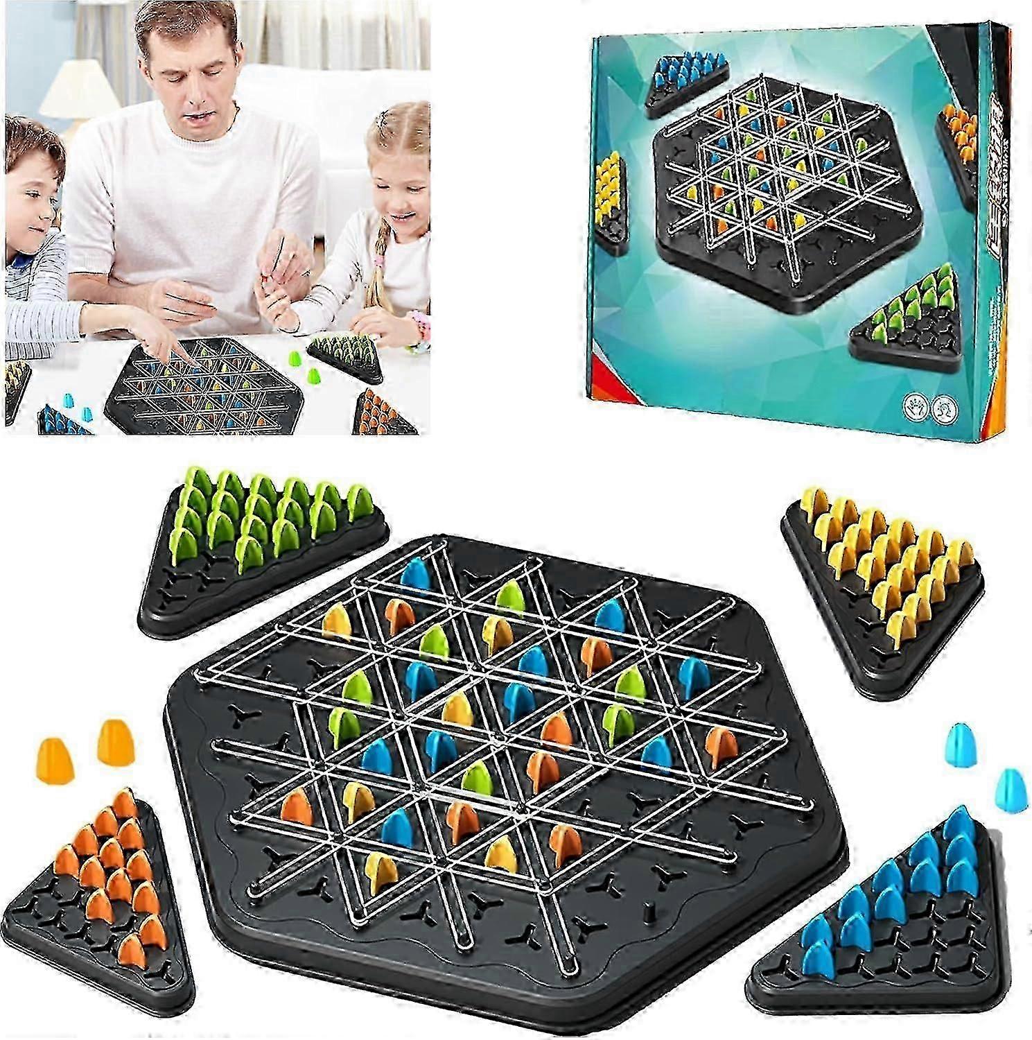 Chain Triangle Chess Game, Triggle Rubber Band Game, 2 To 4 Players For Family Party