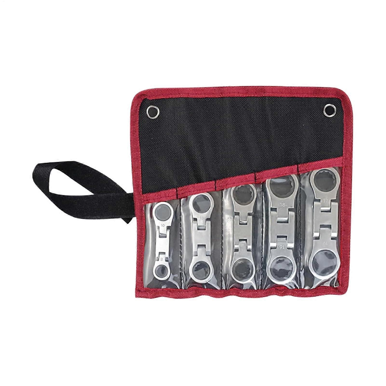 Ratchet Set Double Drive Flex Head Pocket Ratchet 180 Degree Foldable Tool 3/4 Inch Retractable Spanner For Tight Spaces