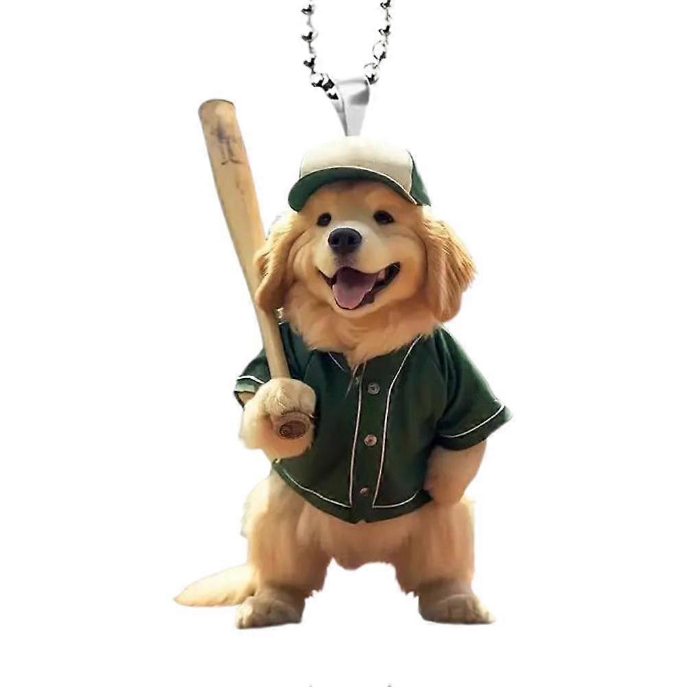 Auto-Anhänger aus Acryl: Hund mit Baseball oder Katze beim Teetrinken