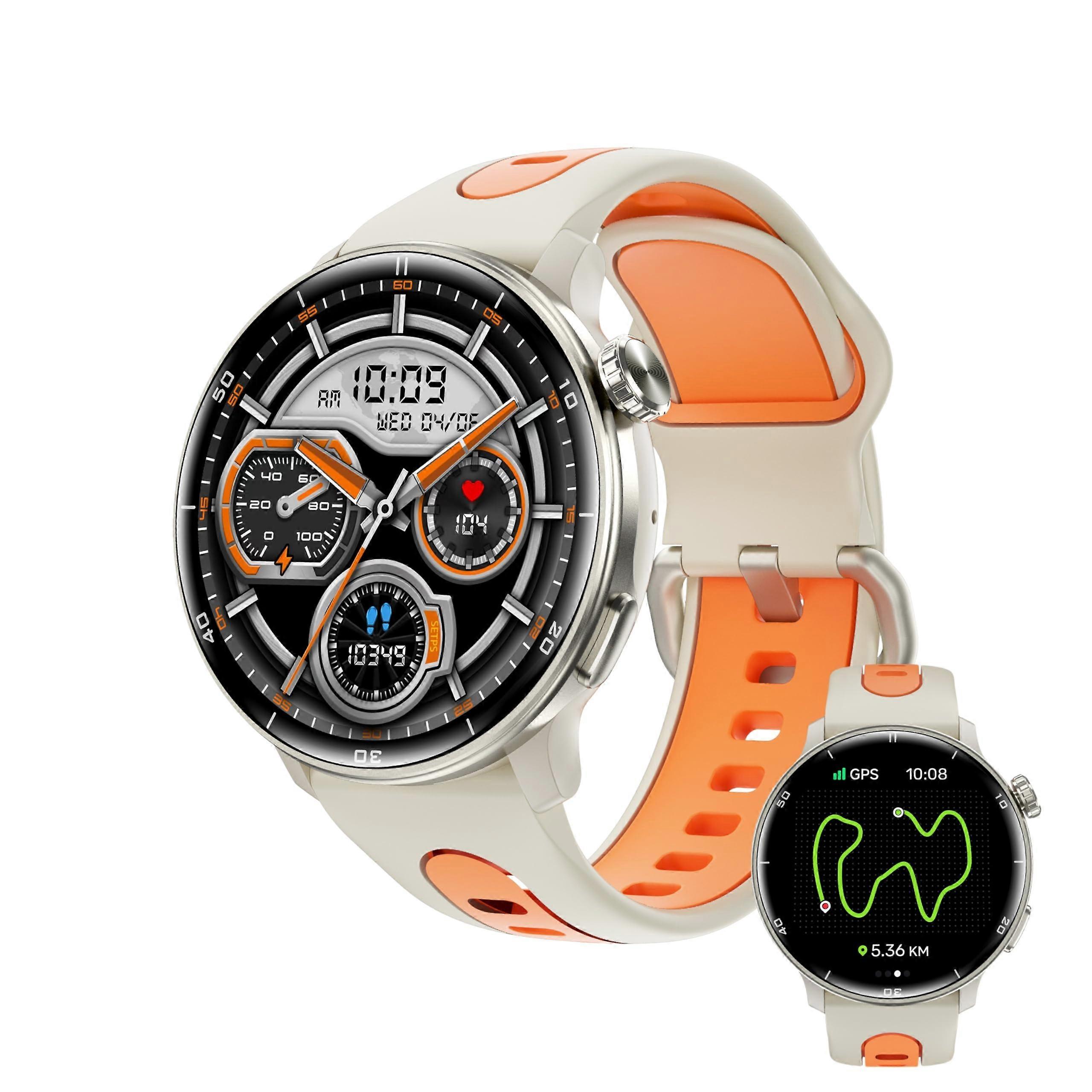 GPS Smart Watch 1.43Inch AMOLED Screen, Bluetooth Calling, IP68 Waterproof, Heart Rate, Orange