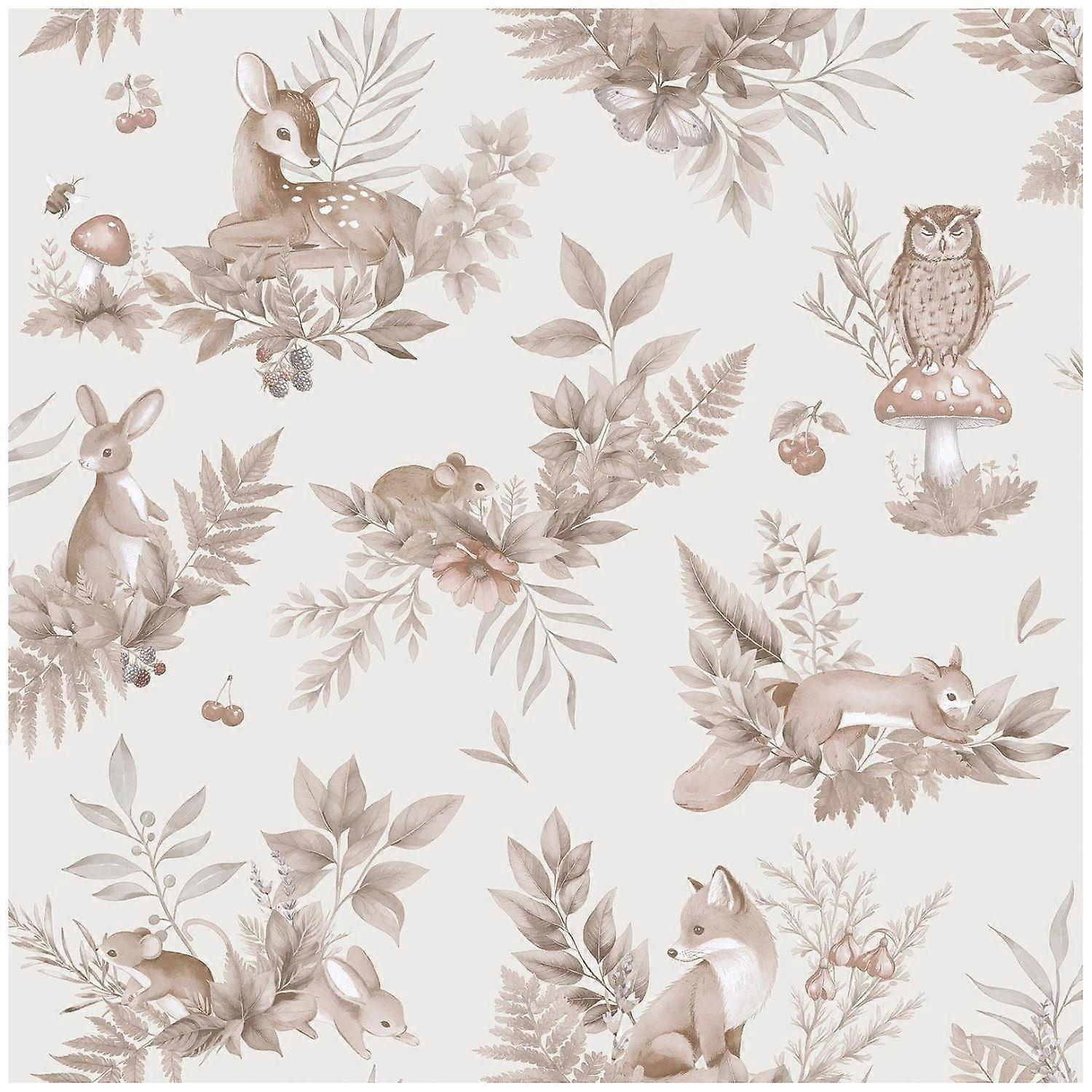 Holden Decor Forest Friends Neutral Wallpaper
