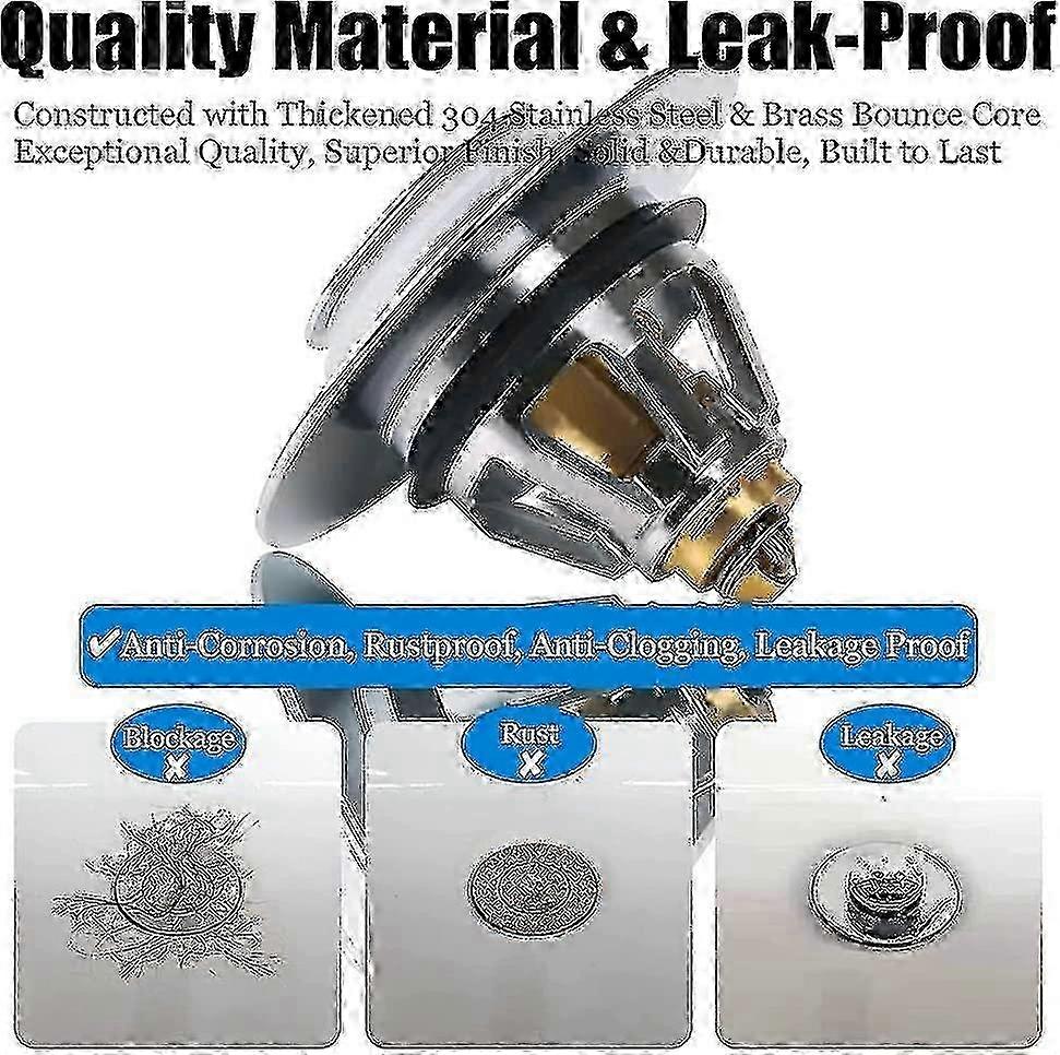 Universal Wash Basin Bounce Drain Filter, 35mm Push-type Pop Up Sink Drain Plug
