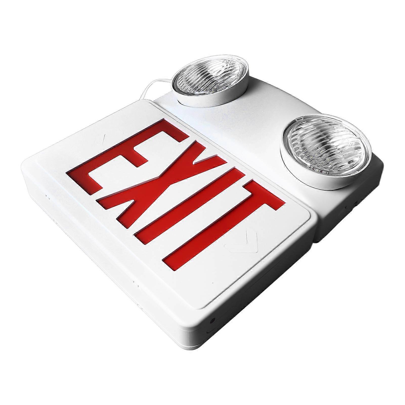 LED Exit Sign with Lights Adjustable Head Light Emergency Lighting Lamp Built in 800mAh Battery
