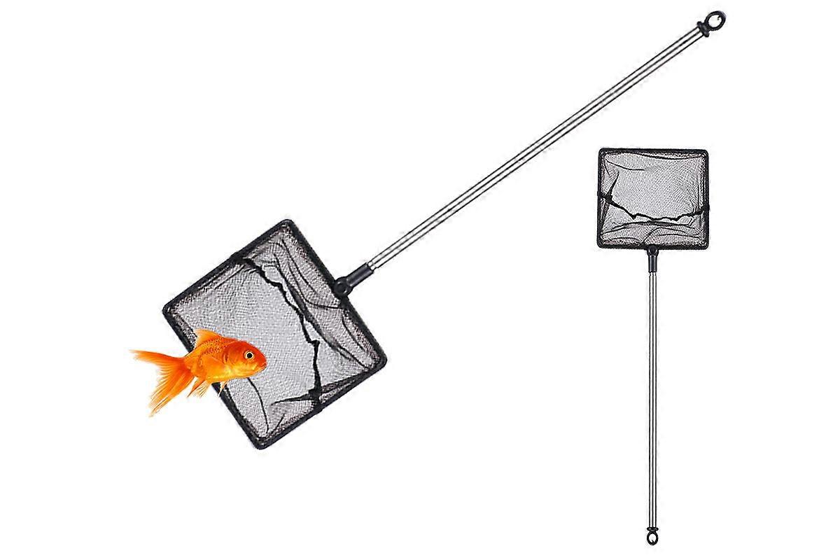 Aquarium Fish Net with Telescopic Handle and Rectangle Frame Nylon Tank Scoop