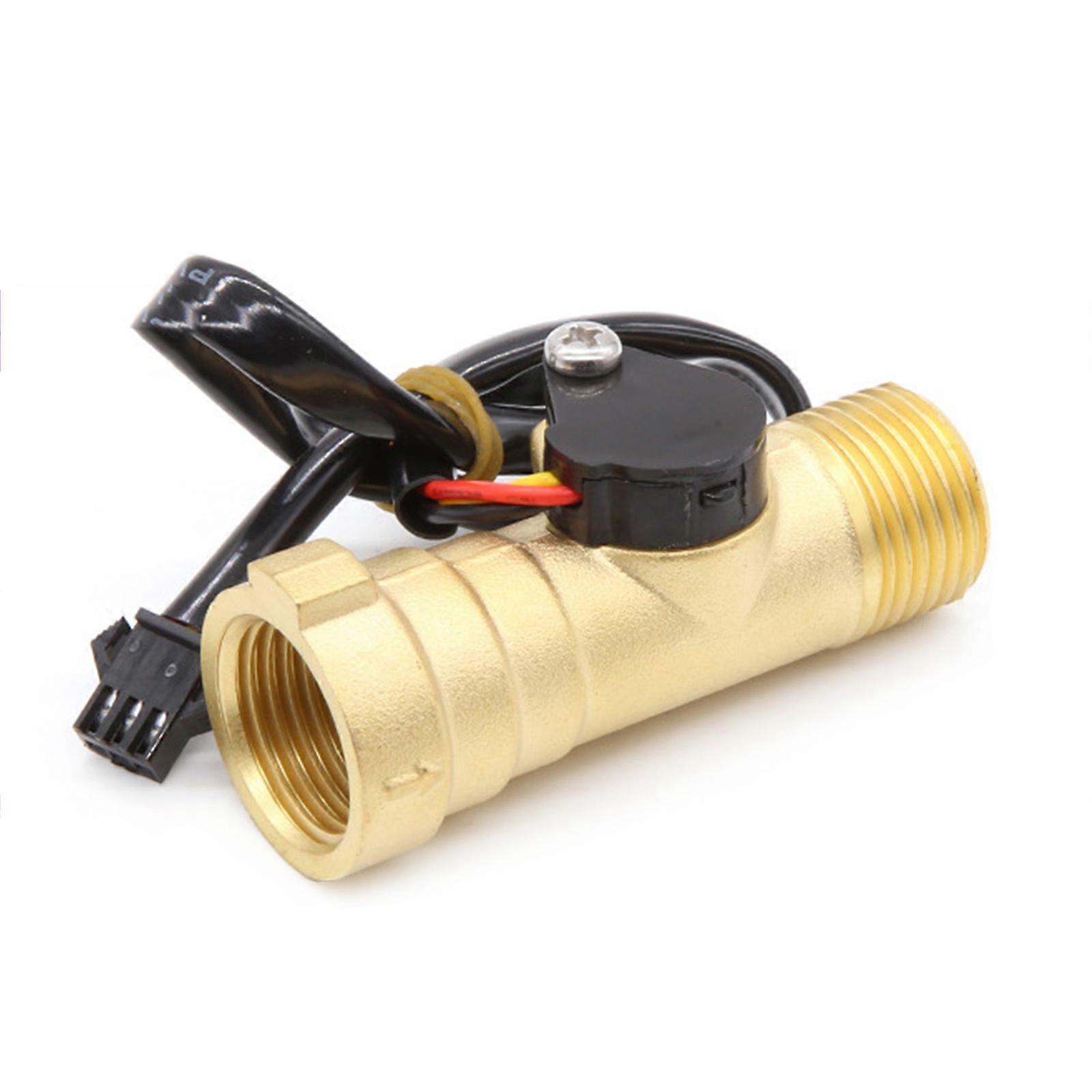 Full Copper Housing 1-30L/min Hall Effect Liquid Flow Sensors G1/2 DN15 Water Flow Sensors DC3.5-24V Easy Installation Multicolor