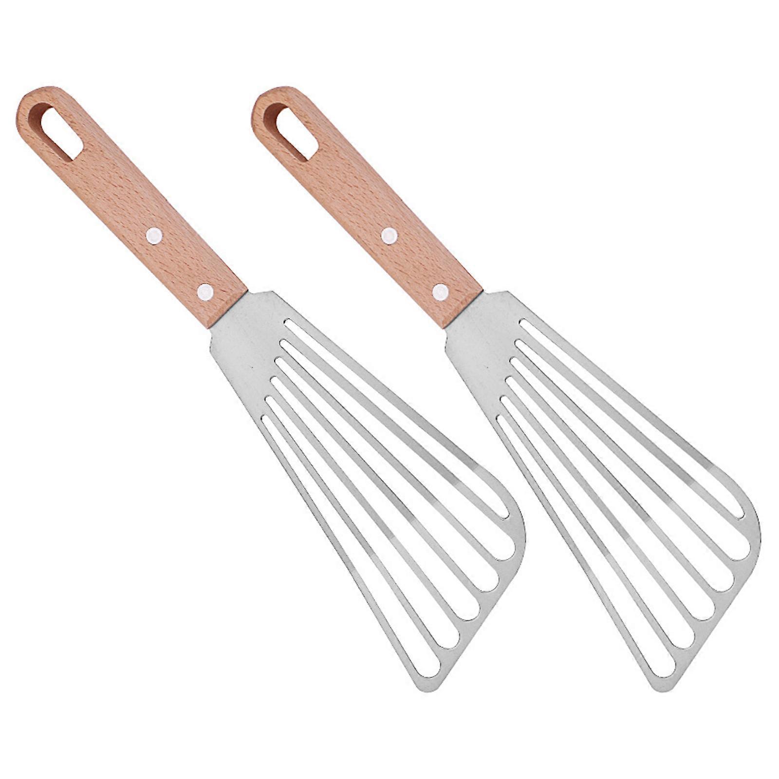2 Pack Practical Nonrust Steel Fish Spatula With Hanging Hole Durable Kitchen Tool For BBQ Baking And Food Handling Multicolor