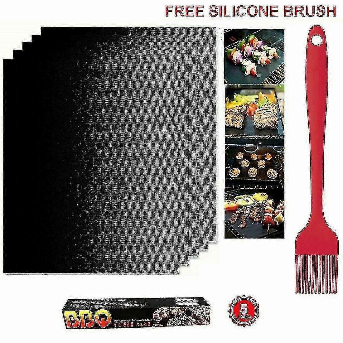 5 Pack Reusable Non-Stick BBQ Grill Mats for Oven Baking & Cooking