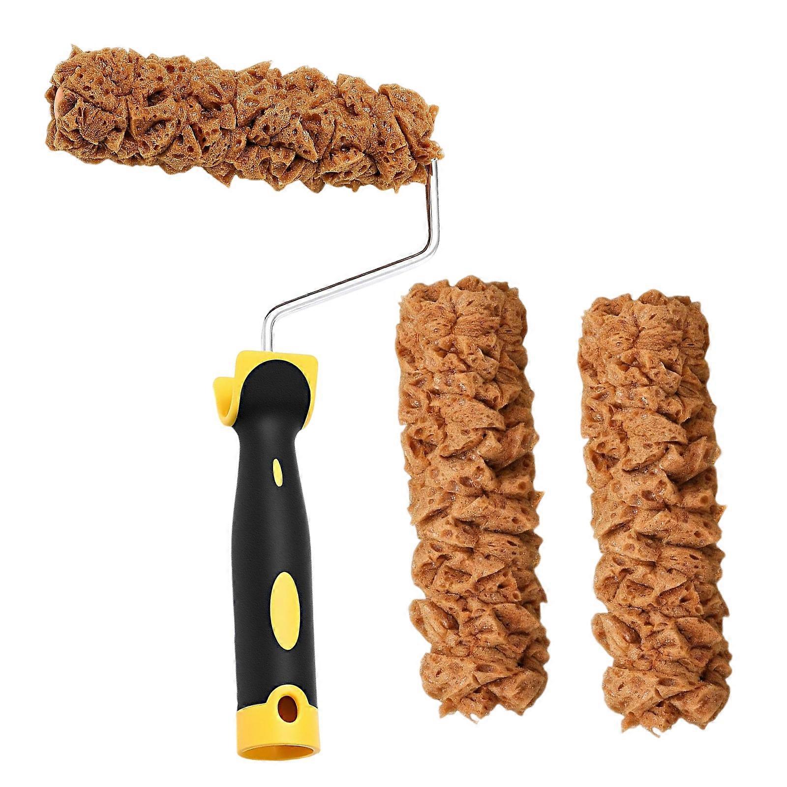 Complete Painting Set With 3 Drywall Texture Rollers and Roller Frame Convenient for Wall Surfaces  Finishes Daily Use Multicolor