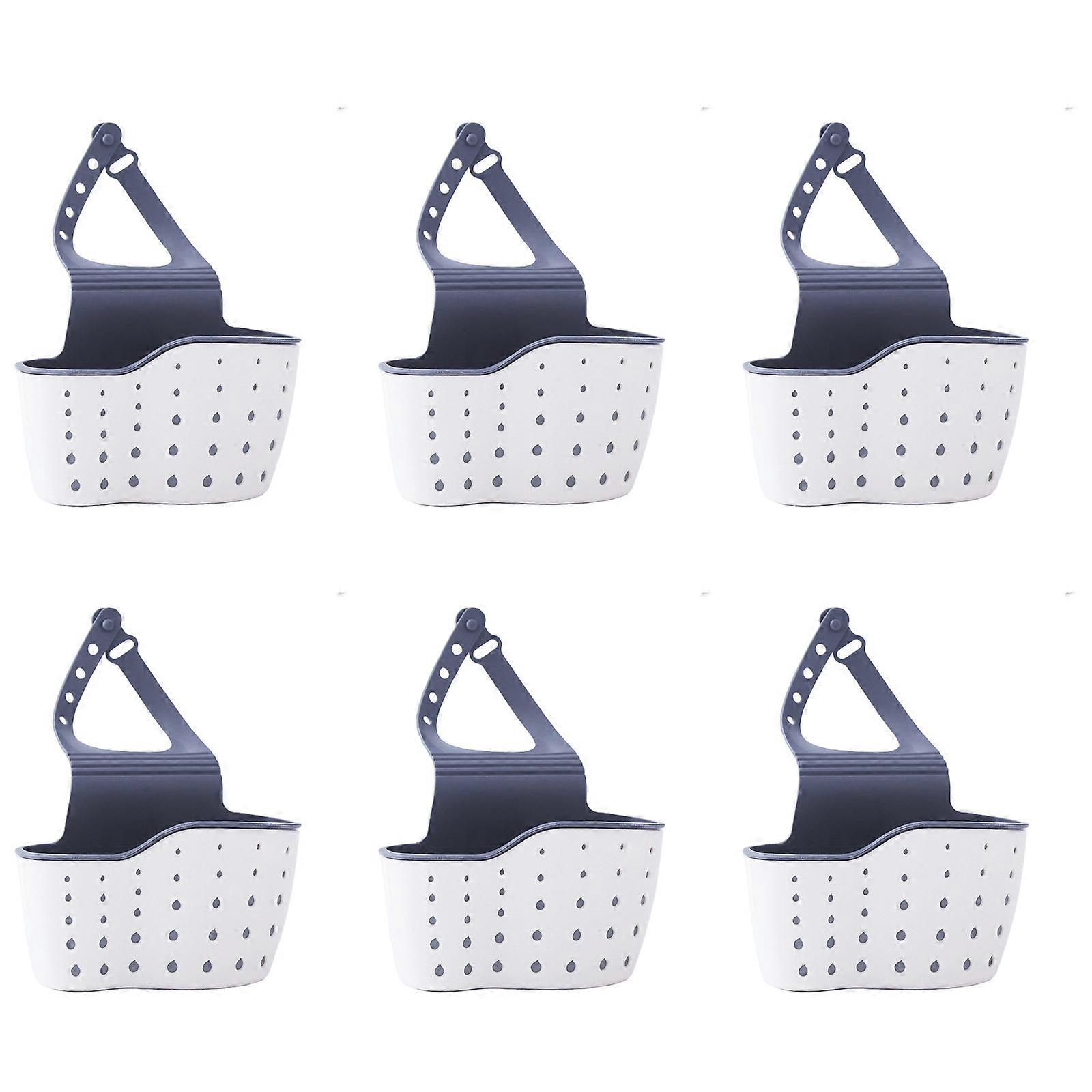 Kitchen Sink Organizers Adjustable Mounting Draining Basket Accessory for Sponge Scrubbers Efficient Storage Solution  White