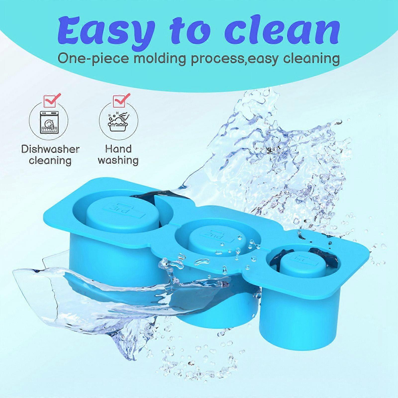 Ice Mold for Cups,Silicone Ice Maker with Lid for Making 3 Hollow Cylinder Ice Molds,Blue