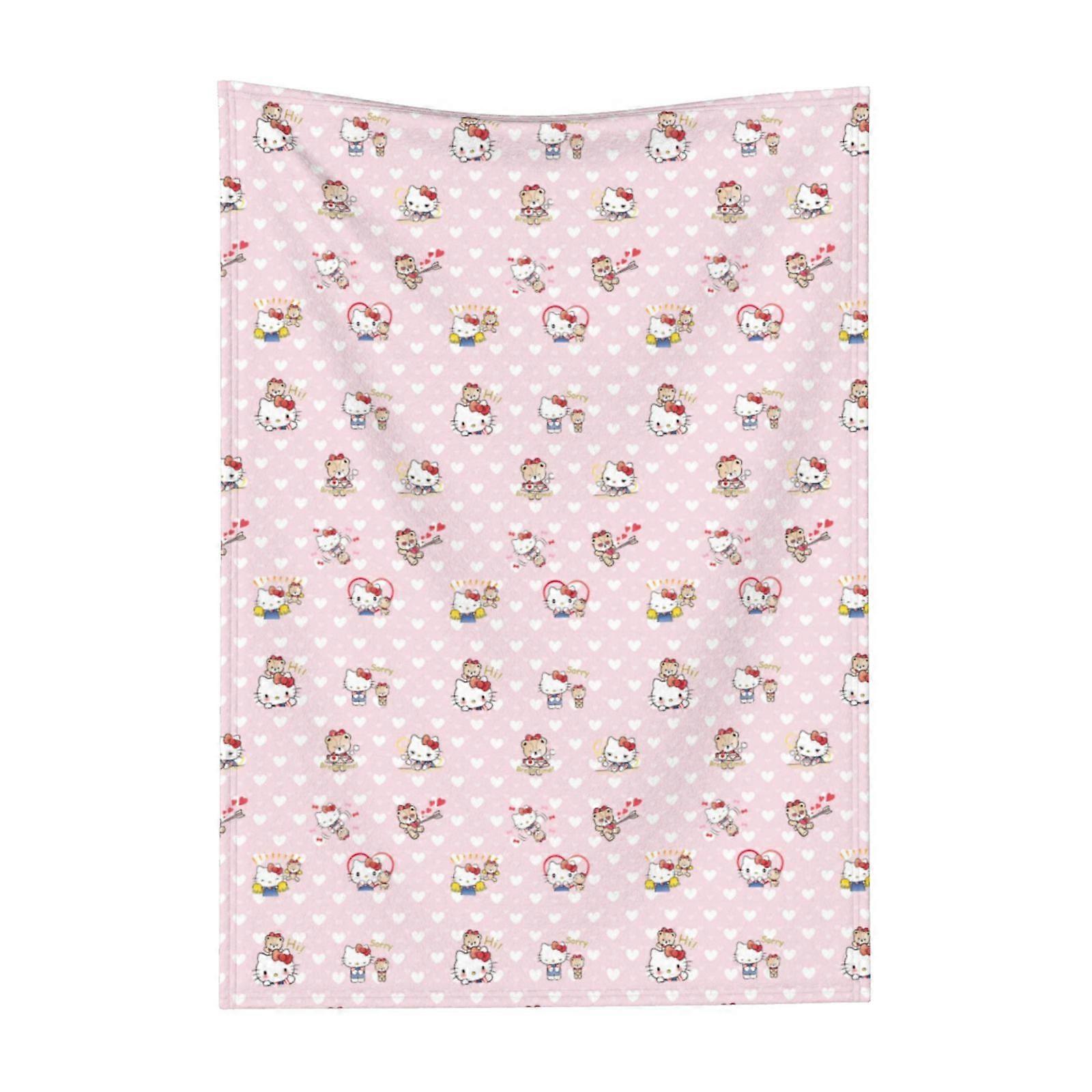 Hello Kitty Pattern Lightweight Soft Flannel Blanket Suitable for Cat Lovers Sofa Living Room Comfortable Plush Blanket 30x40in (Vertical)