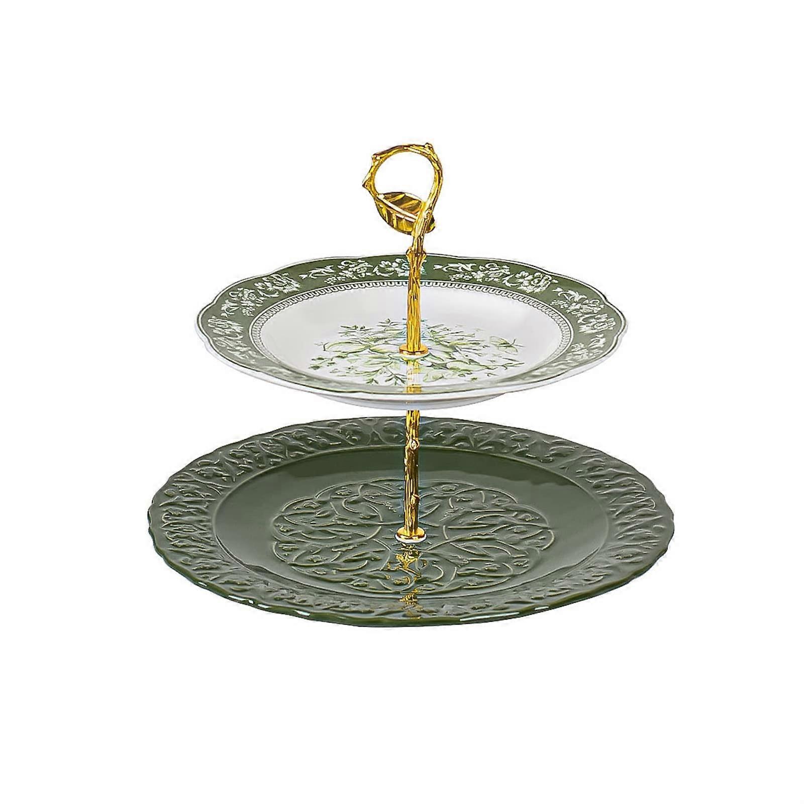 DoubleLayer Porcelain Dessert Plate Set  TwoTier Plates For Fruit, Home Decor, Kitchen Dining Table, Entertaining