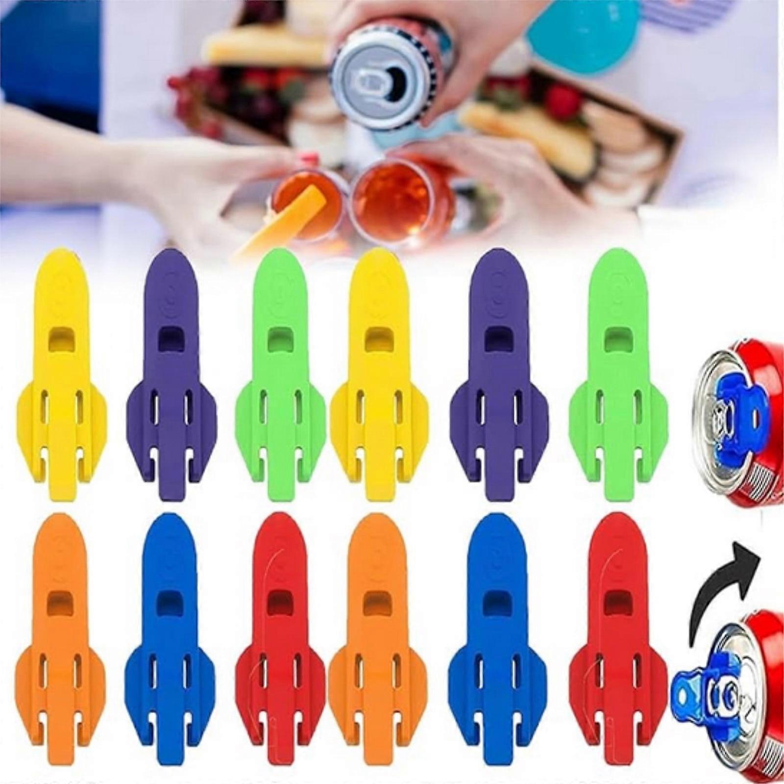 Donemore 12Pcs Manual Can Opener compatible with soda, beer cans, plastic beverage cover protector, pop, Coke drink shields, can opener tool