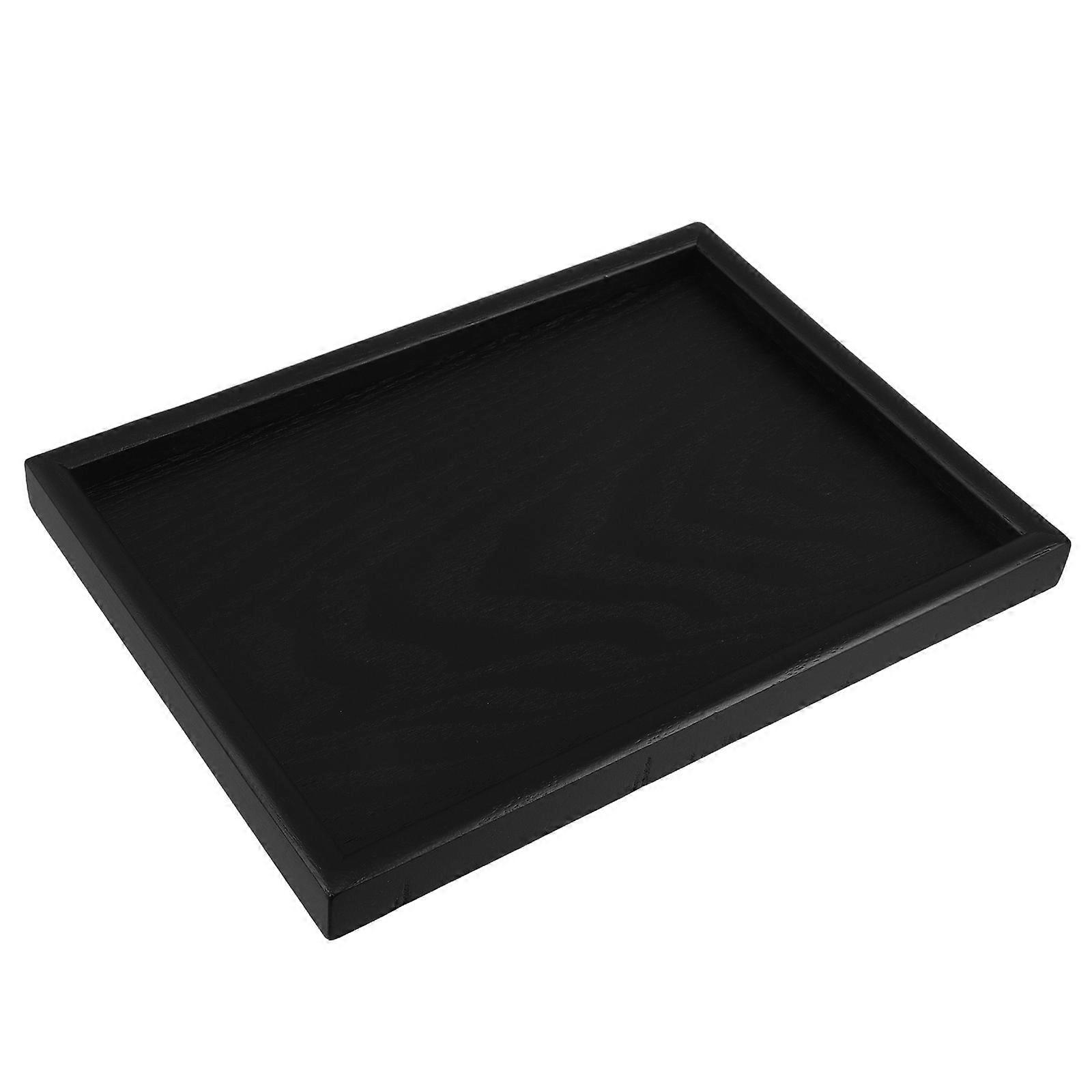 Wood Tea Tray Rectangular Design for Serving Snacks Or Meals Space-Saving Black Color Crafted from Solid Wood for 1Pcs