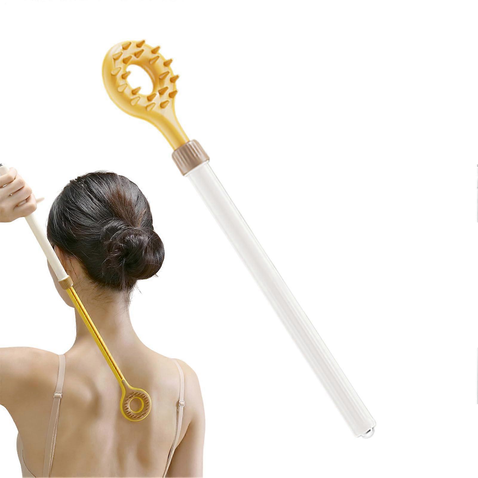 Back Scratcher Telescopic Double Sided Retractable Handle for Itching Relief Seniors Teens Office Yellow