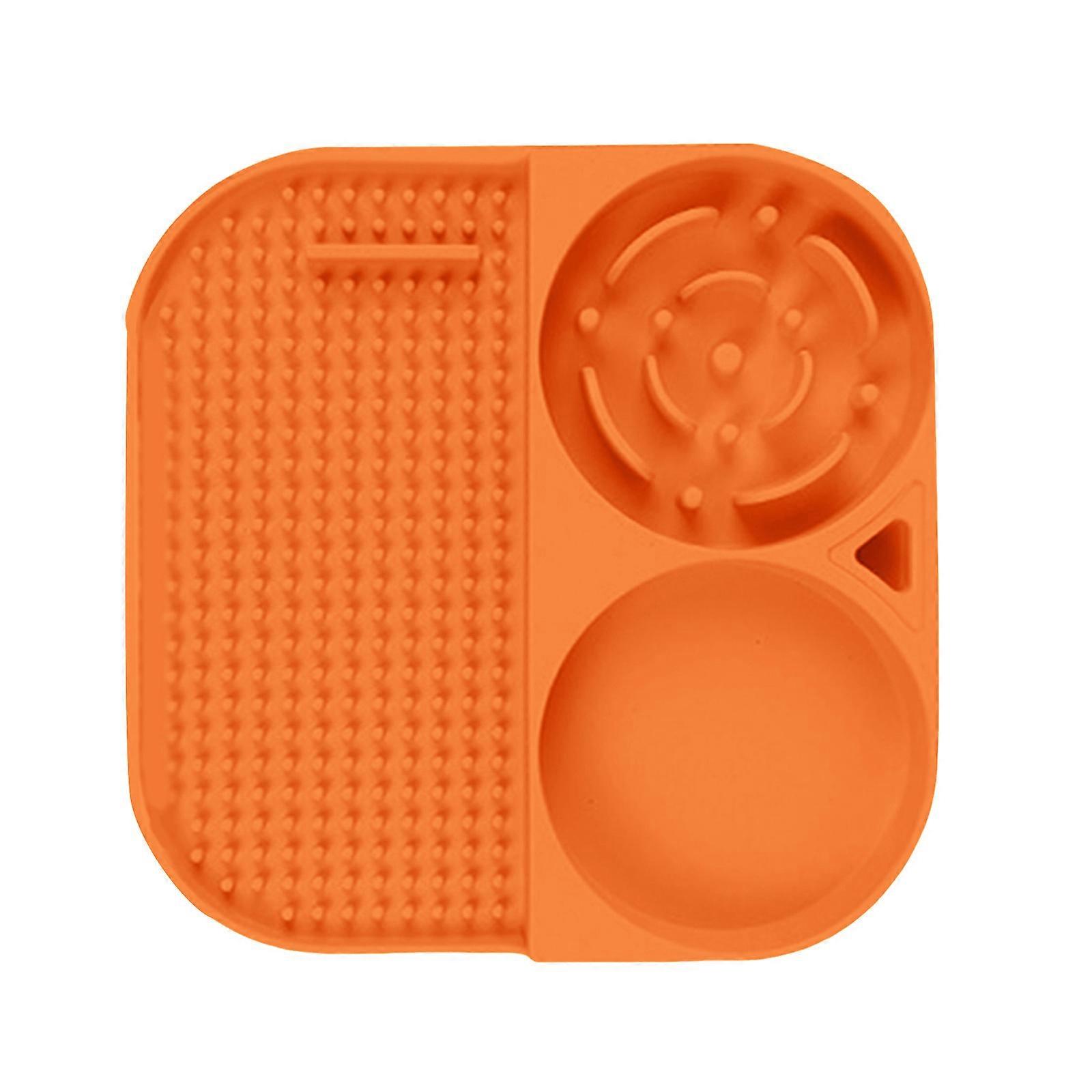 Pet Dining Mat Slow Feed Container Food Safe Silicone NonSlip Base Promotes Digestive Health Simple To Maintain  orange color
