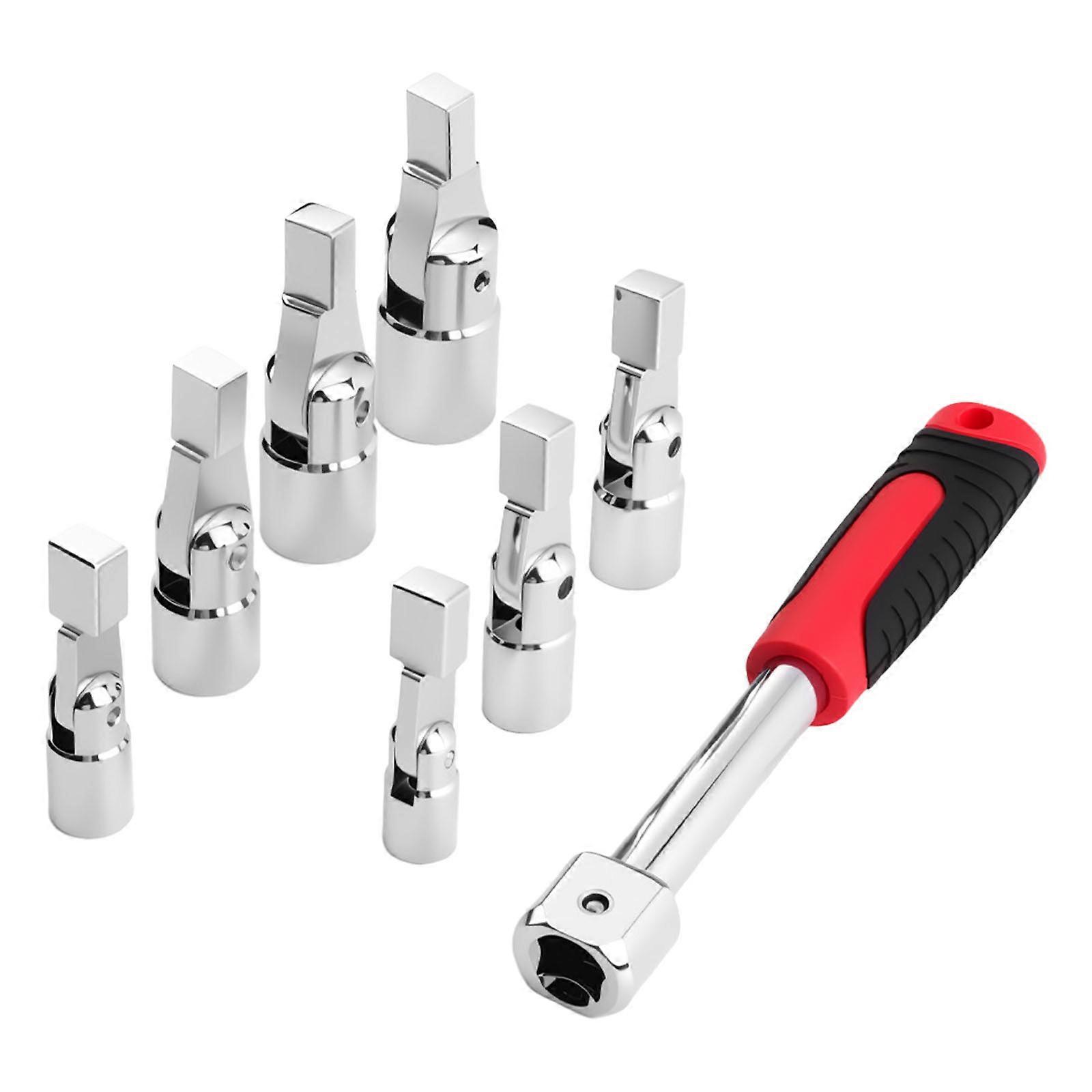 Ergonomic Multipurpose 8PCS Socket Wrench Kit Interchangeable Heads With Size Marking Ideal For Mechanical Maintenance Multicolor