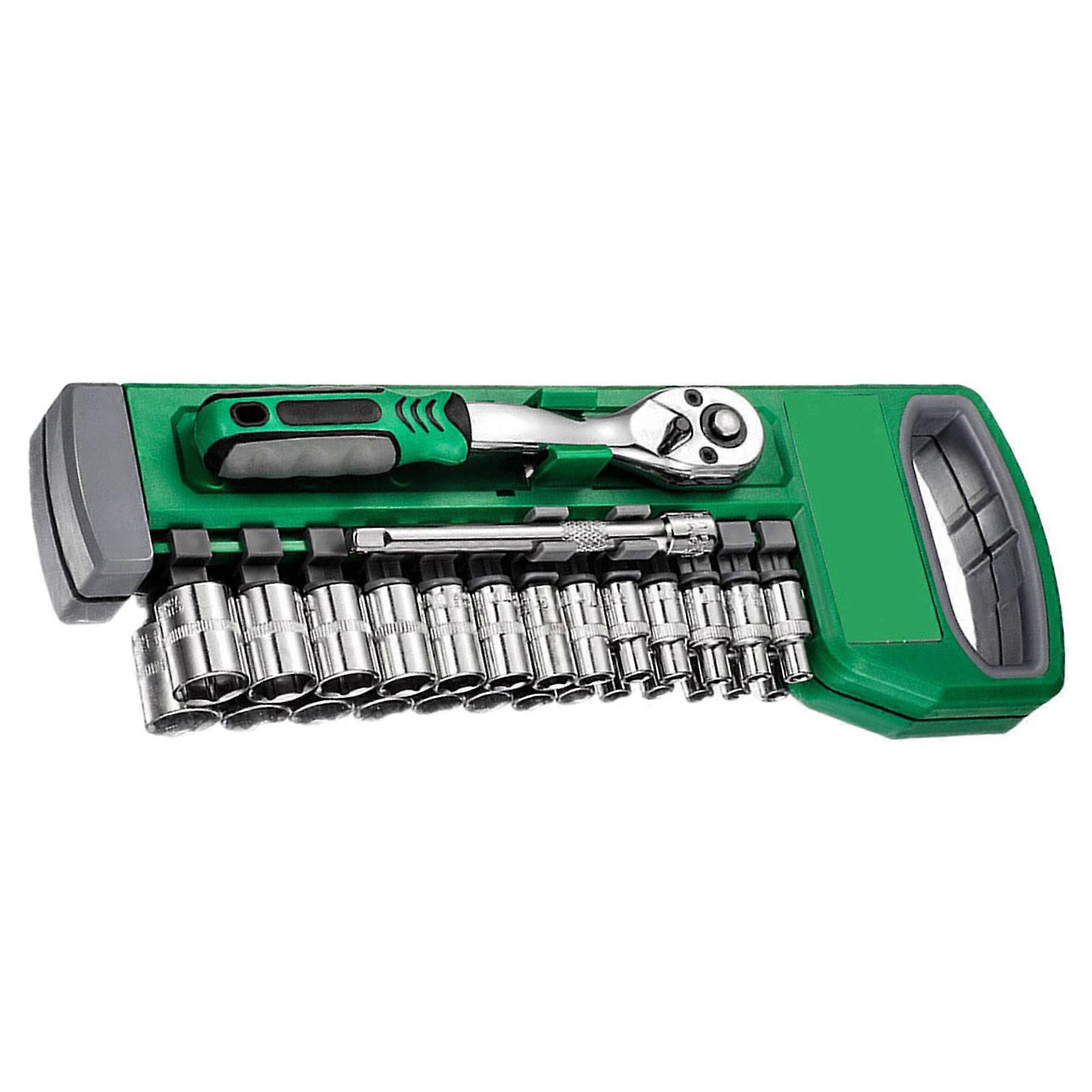 1/4Inch Adjustable Wrench and Sockets Set Convenient Portable Tool Kit for Home Car Repair and Mechanical Maintenance Multicolor