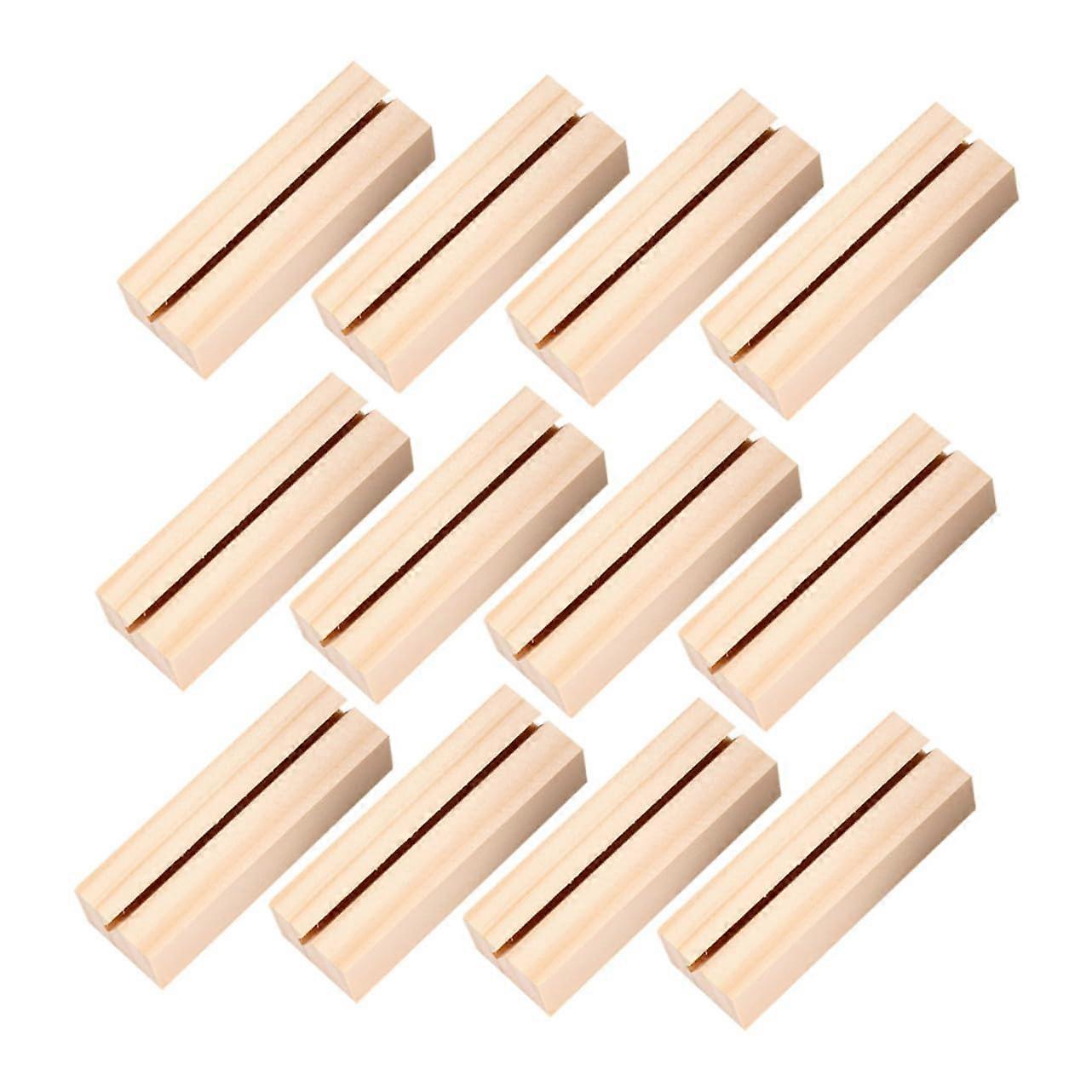 12pcs Wooden Photo and Memo Holders with Slot for Notes Place Cards Menus for Desk Office