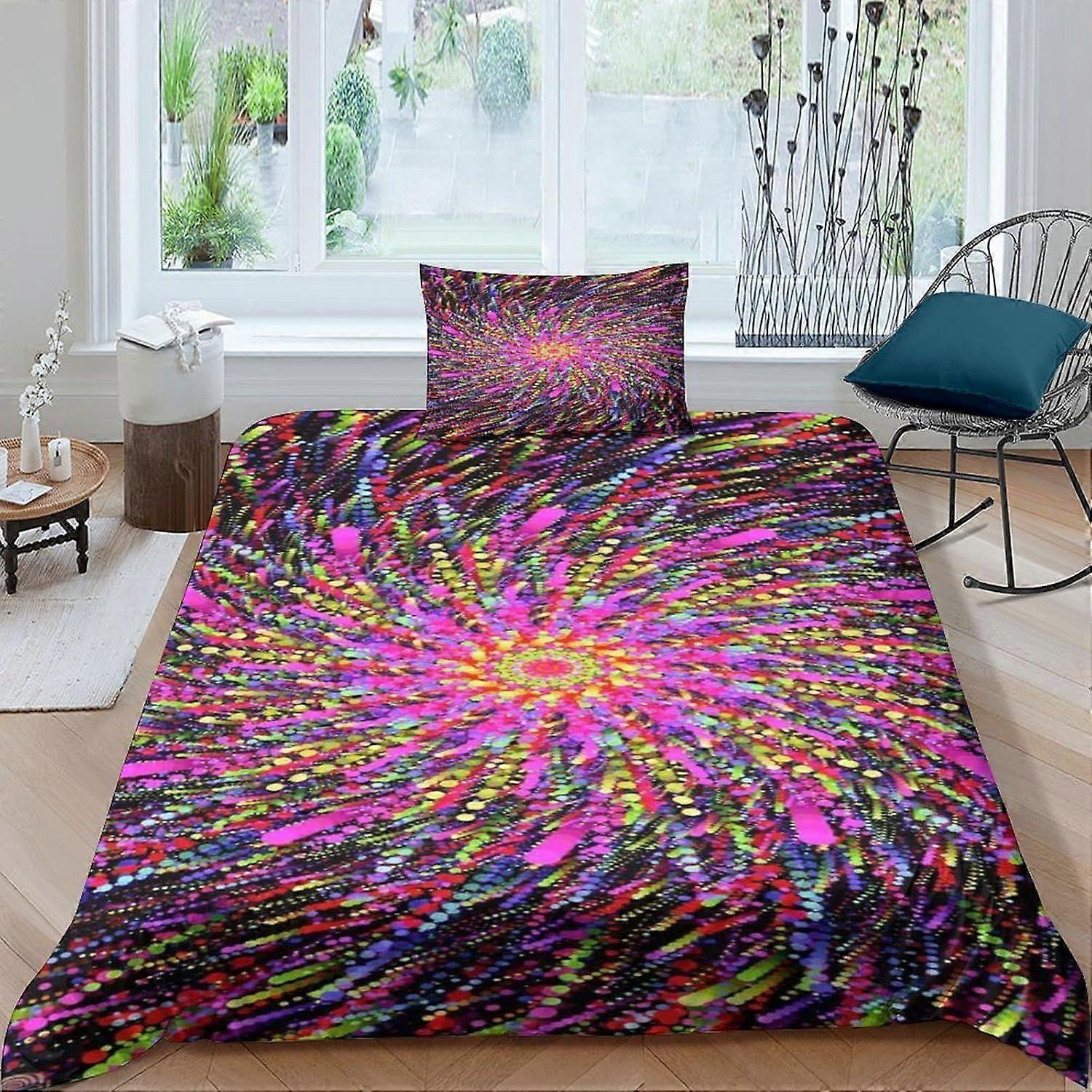 Psicodélico Arte Edredom Capa Microfibra Roupa de Cama Set3D Imprimir cor edredom Capa Colcha &Fronha com Zíper FechamentoInverno Soft cor Capa Edredom