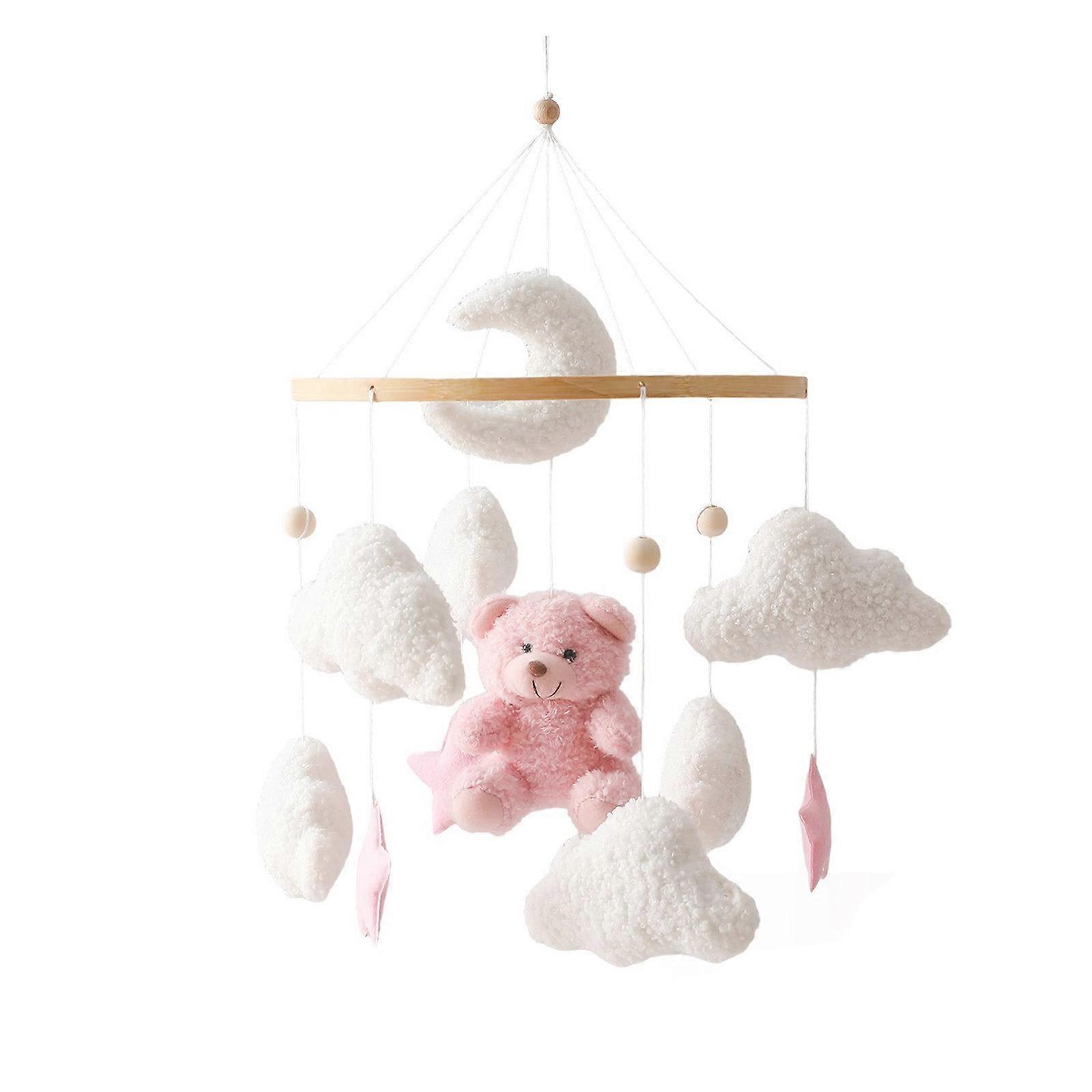 Infant Crib Hanger for Soothing Animal Figure Rattle Mobile Visual Tracking Stimulation Sensory Development Mobile Toy  Pink