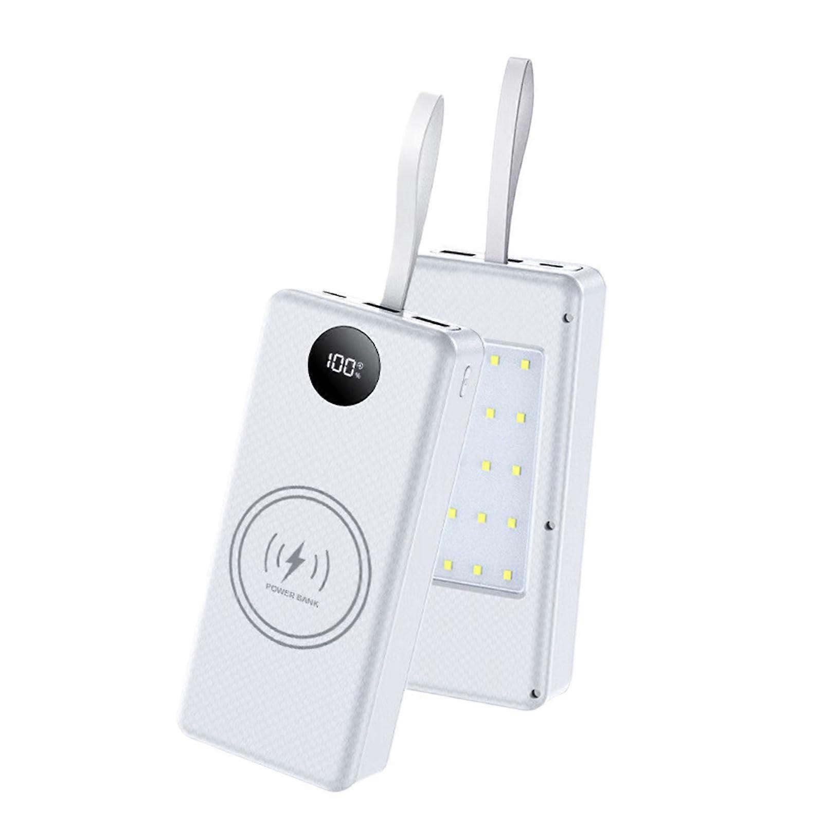 Portable 18650 Battery Storage Power Bank Case with Fast USB Charging and MultiProtection, White 22.5W