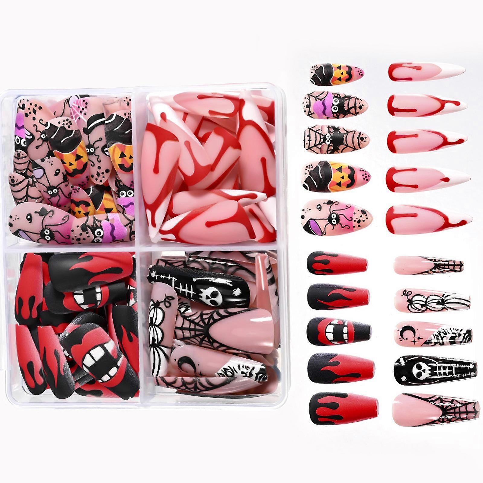 96Pcs Halloween Unguis Transfers Set Identity Adhesive ABS Unguis Art Transfers For Women Permanent Easy Application Multiple Designs Multicolor