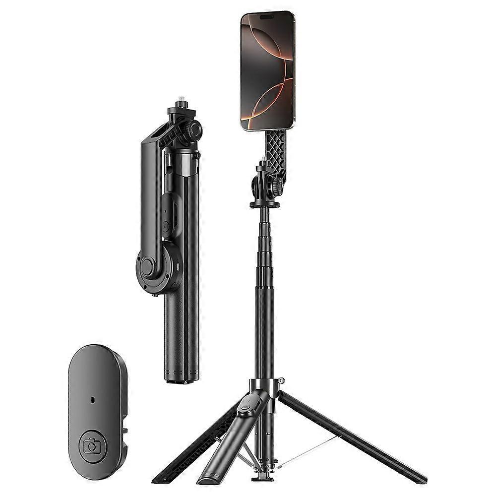 P62 Bluetooth-Compatible Tripod Selfie Stick for Smartphone Live Streaming Electric Suction Cup Extendable Monopod