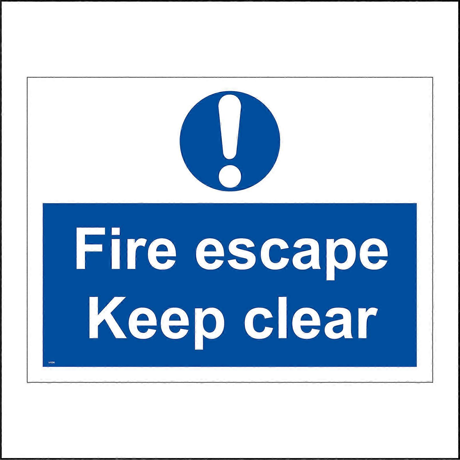 MA096 Fire Escape Keep Clear Sign with Exclamation Mark