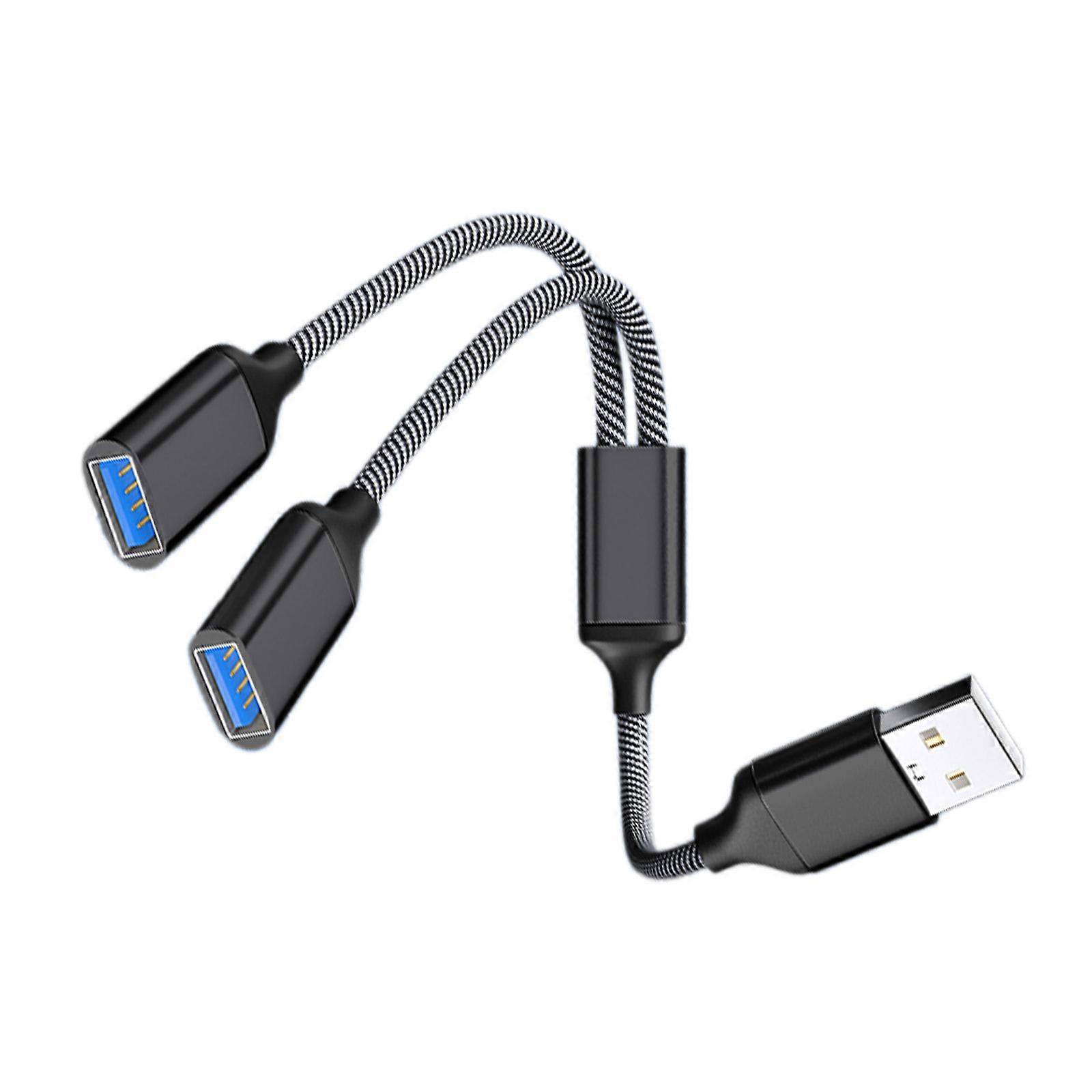 Multiport USB Splitter Cable, USB Power Adapter 1 Male to 2 Female for Charging/Data Transfer 480Mbps Speed Cord  Black