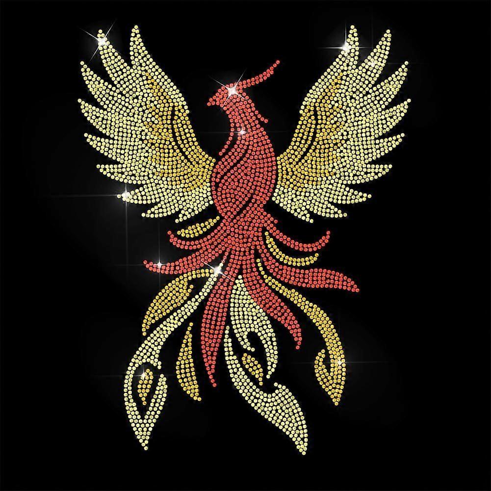 Red Rhinestone Iron on Transfer Phoenix Bling Diamond Hotfix Patches for Clothes 11.6"x8.2" Large Iron On Sequin Applique for Jeans Jacket Caps Bag T-