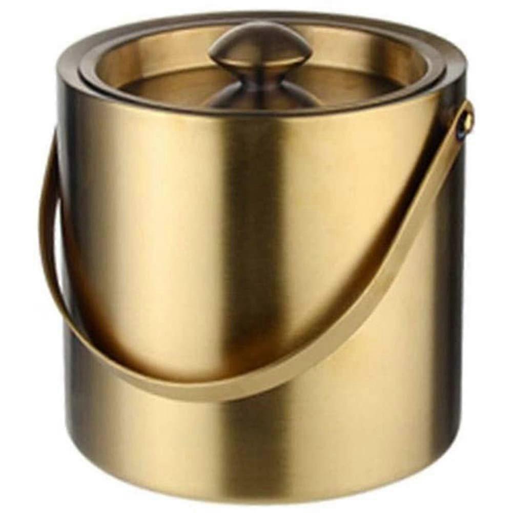 Stainless Steel Ice Bucket with Lid and Tongs, DoubleWall Insulated 2L for Parties and Wine