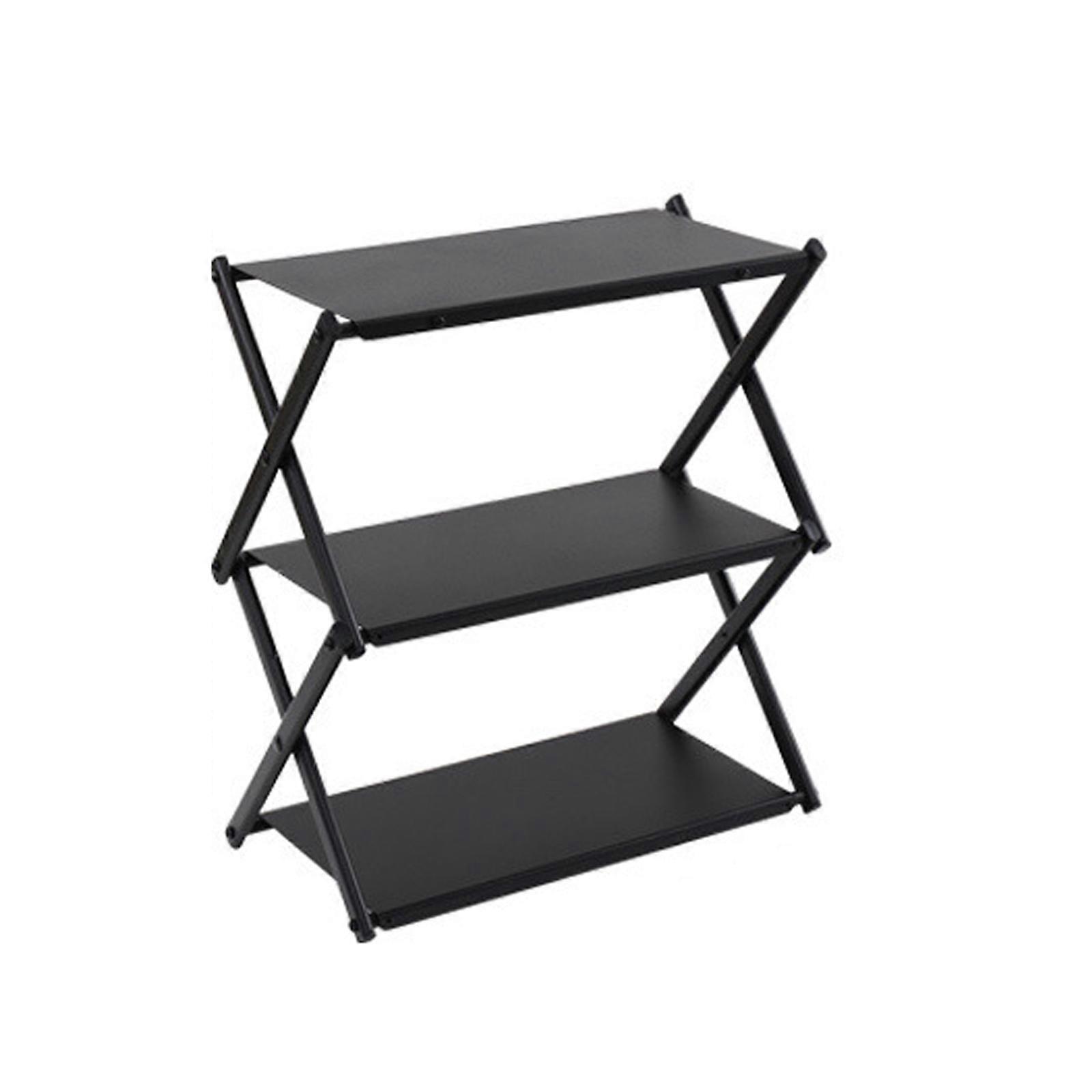 Foldable Outdoor Storage Rack Compacts Space Saving For Camping Hiking Patios Holds 30kg Secure Load Placement Multicolor