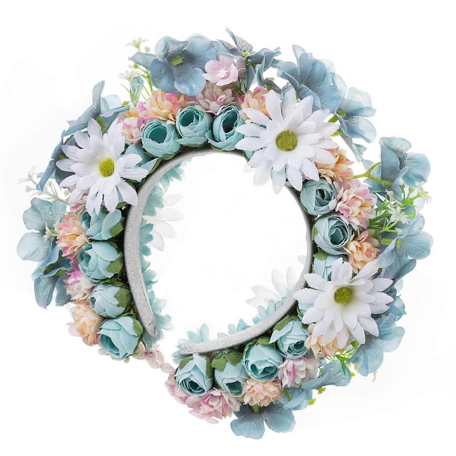 Acessório de cabelo estilo boho chic, versátil, com tiara de flores étnicas, ideal para casamentos e festas. Multicolorido.