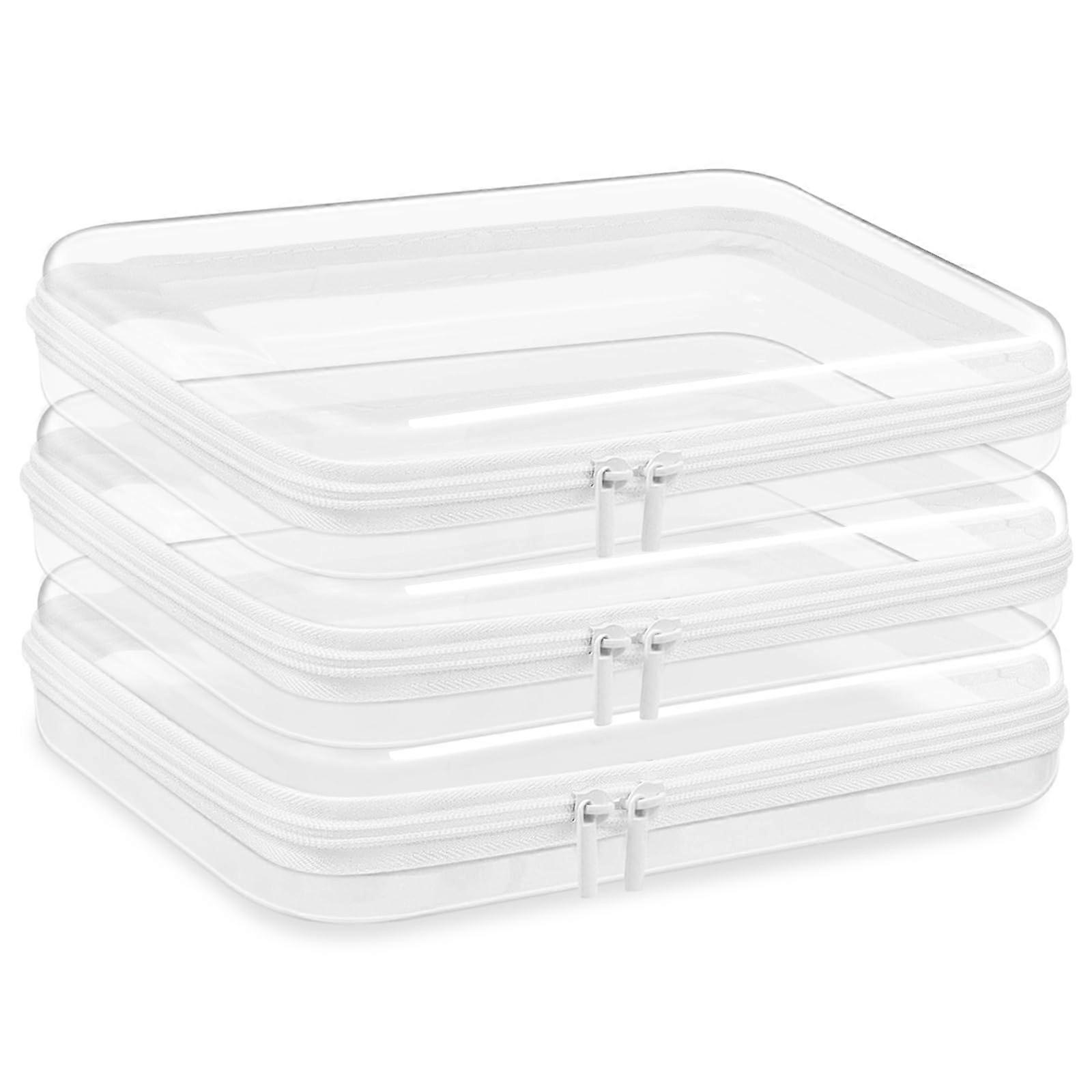 3 Pack Zippered Hard Pouch Case Set for Electronics Accessories, Travel and Storage