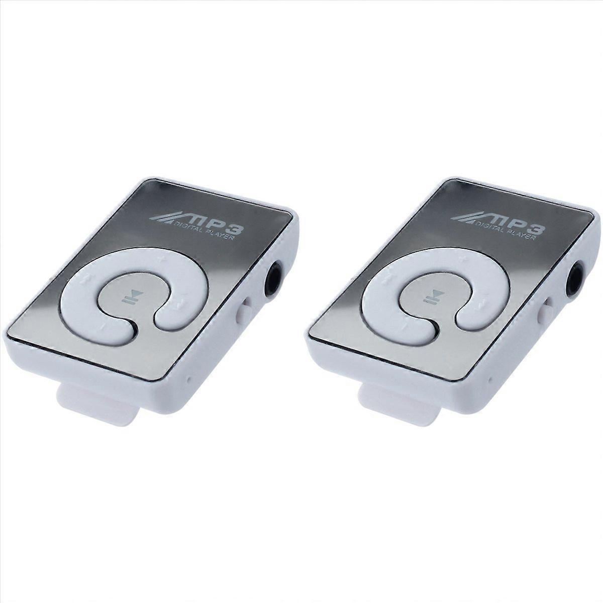 Mini Mirror Clip USB Digital Mp3 Music Player White