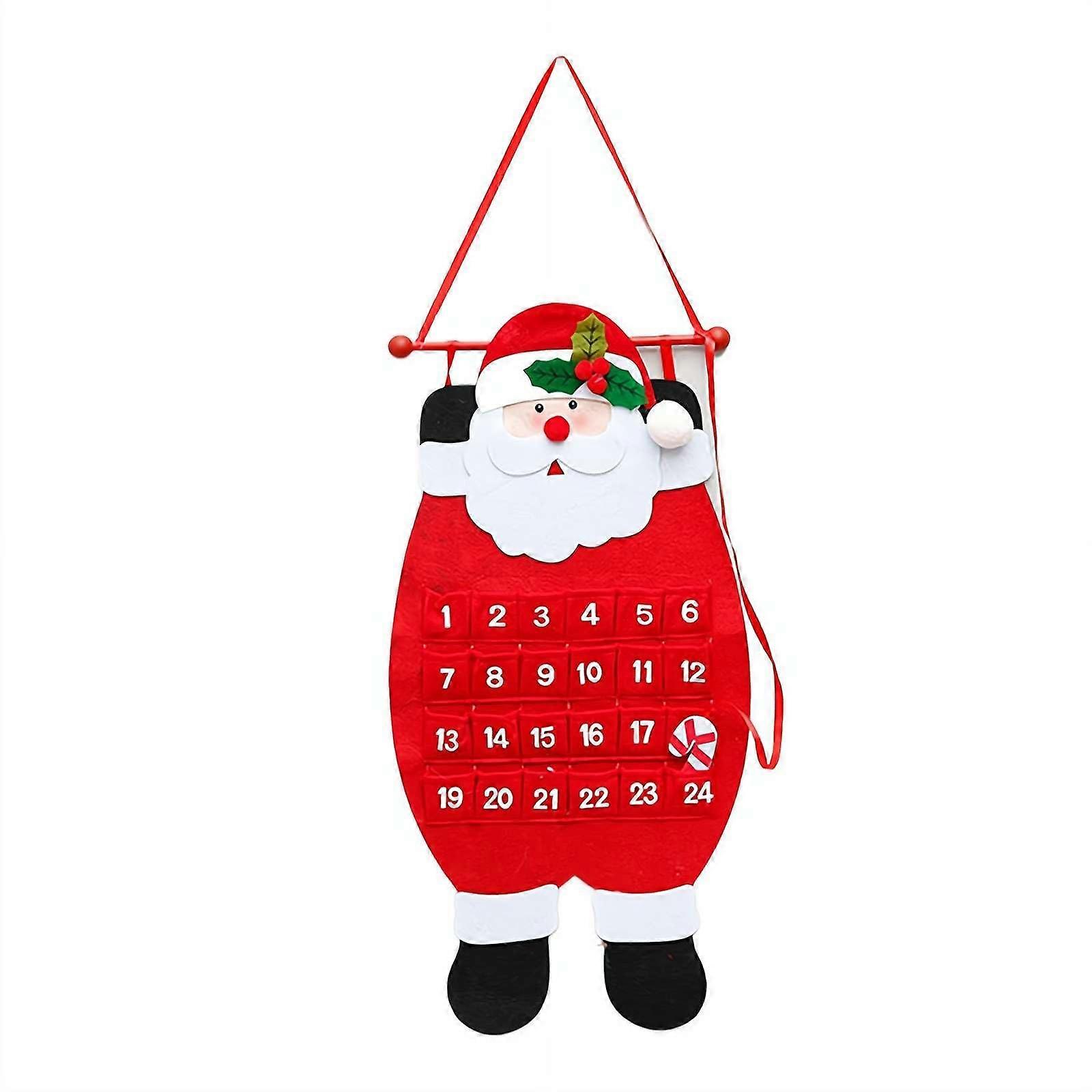 Christmas Advent Calendar 2025 Felt Hanging Countdown with 24 Pockets DIY Ornaments for Kids Red