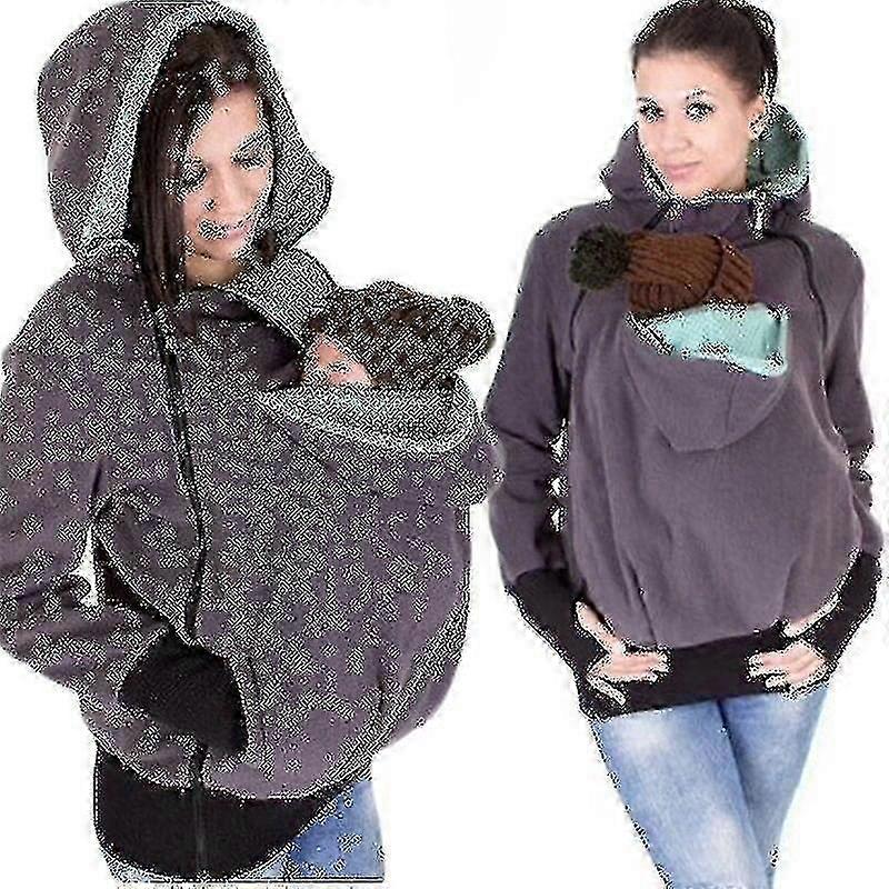 Kangaroo Style Carrier Coat for Women, Hooded Pregnant Sweatshirt with Multi-Function Design