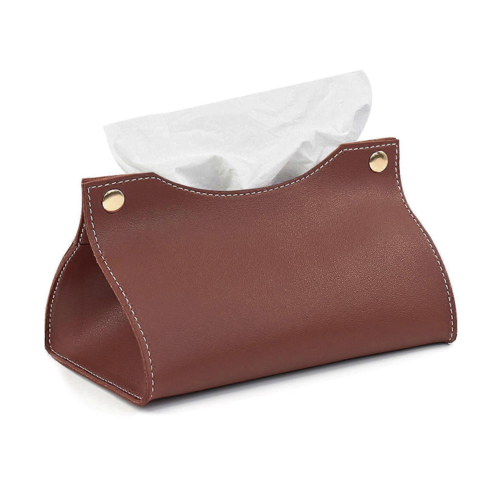 PU Leather Tissue Box Cover Rectangular Holder with Snap Closure for Home Office Bathroom Car Coffee