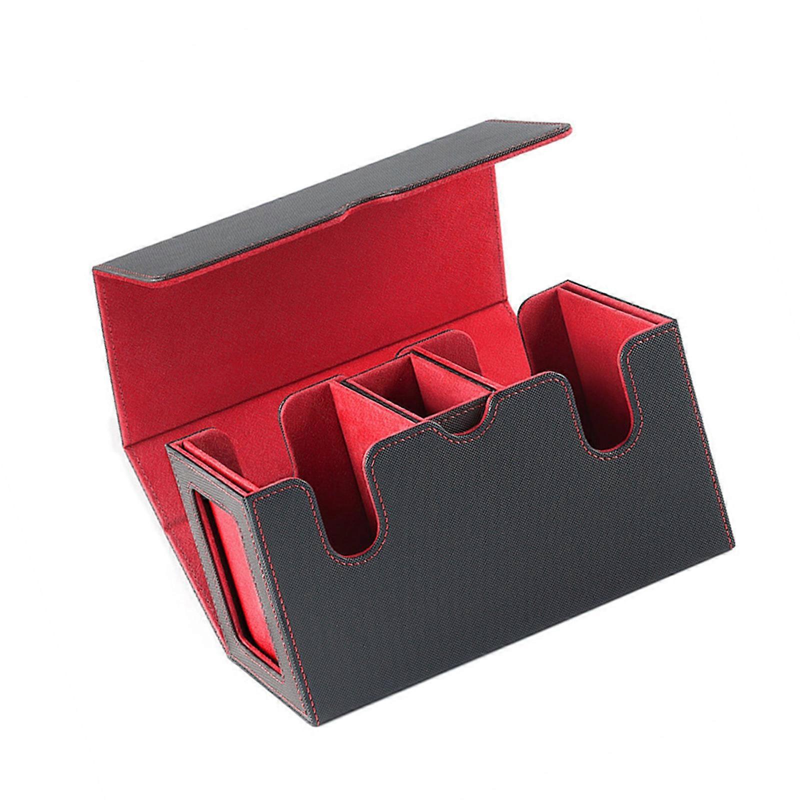 TCG Commander Card Holder Deck Organizer with 200 Card Capacity and Dices Holder Protective Deck Container Box  Red
