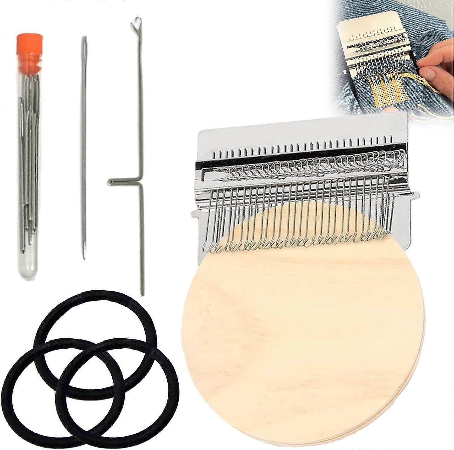 Beginner-Friendly Loom Knitting Kit - Mini Portable Patch Darning Loom Set, Quick Sewing Repair & Patchwork Weaving Tools, Essential Sewing Craft Supp