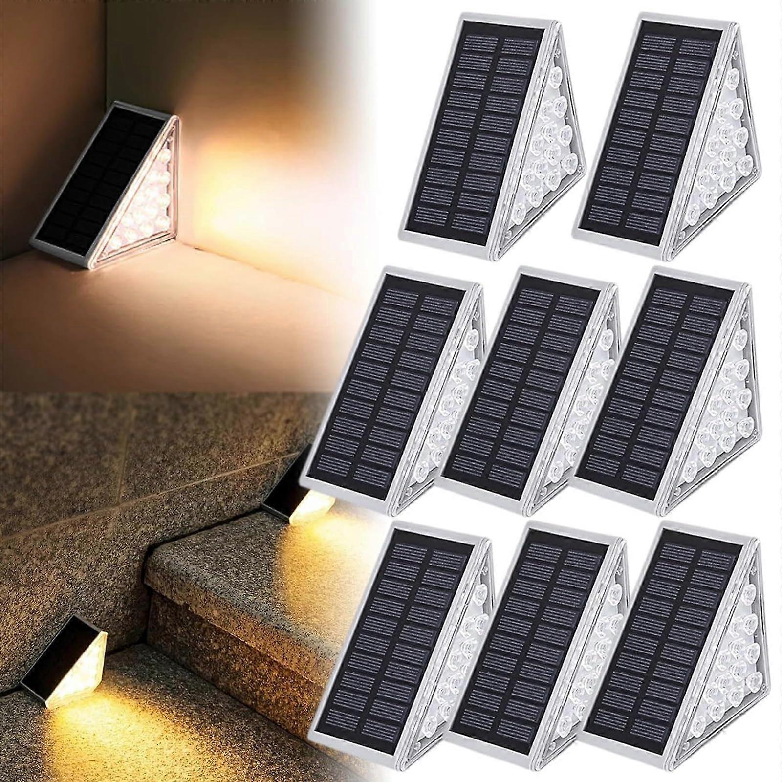 8 Pack Solar Step Lights IP67 Waterproof with Motion Sensor for Stairs Deck Patio Walkway