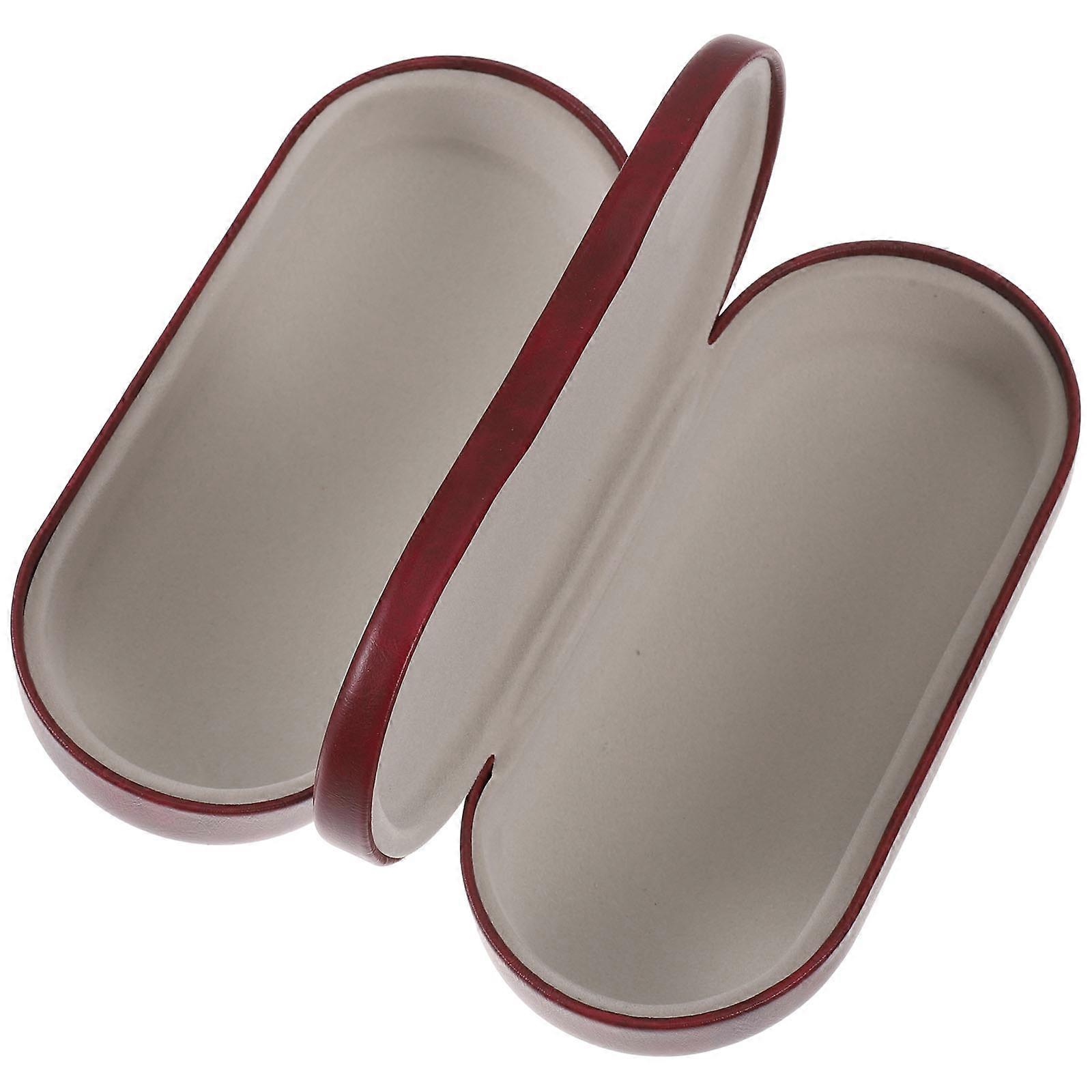 Dark Red Glasses Box for Versatile Use 1 Dual Glasses Case