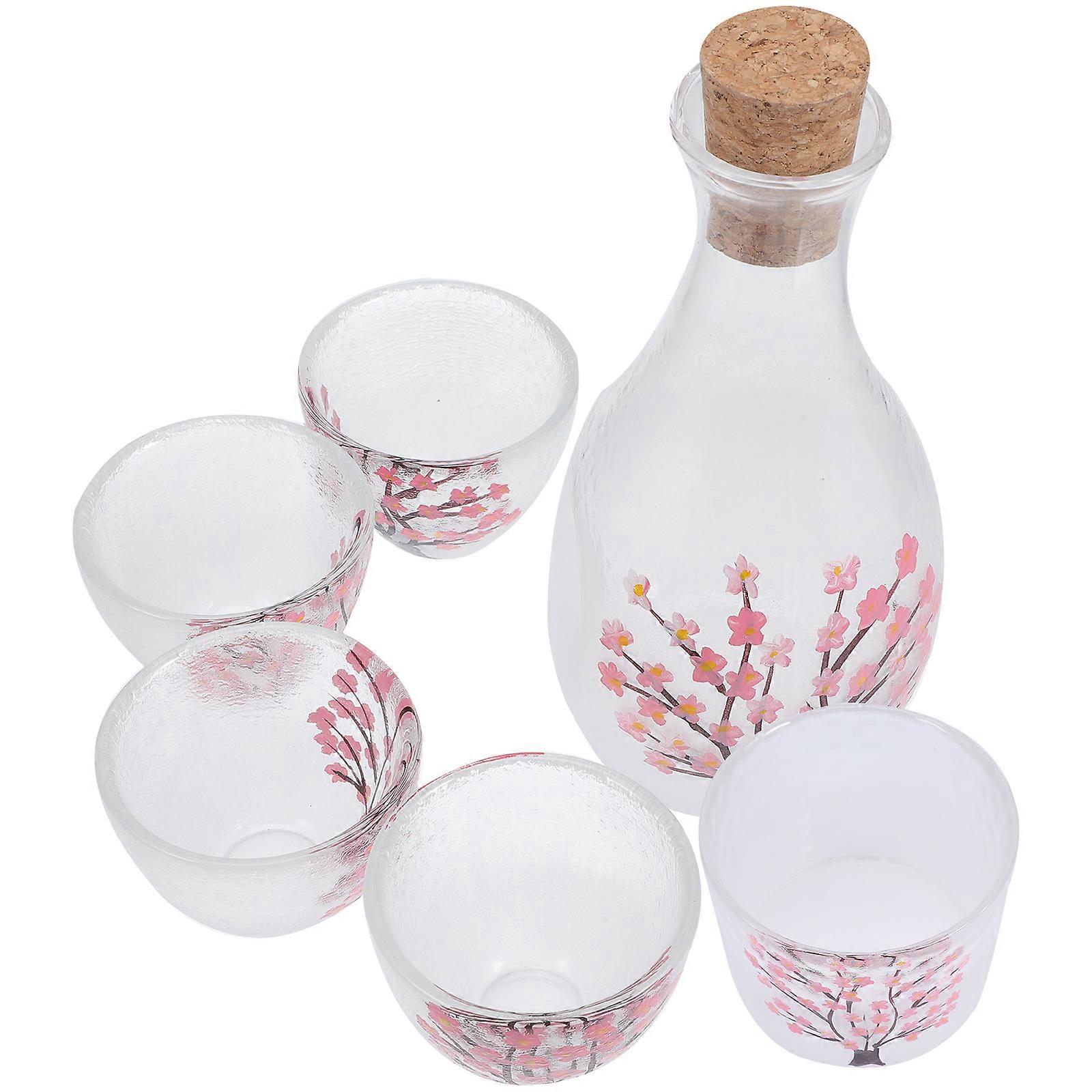 Japanese Sake Set with Cherry Blossoms Design for Storage 1Set