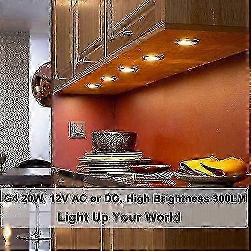 G4 Halogen Bulbs 20w,10 Pack G 4 Dimmable Warm White 2800k,long Lasting 20w 12v G4 Bi Pin Halogen,high Output 300lm Bulb With T3 Jc Type, Ca