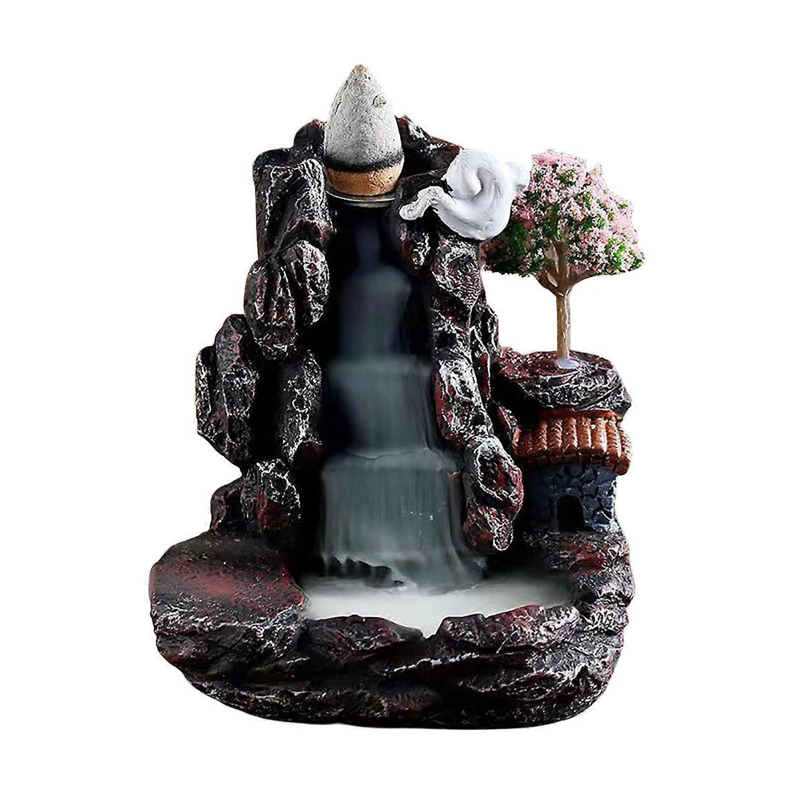 Waterfall Incense Burner with Backflow Smoke Effect, Resin Aromatherapy Holder for Relaxation and Home Decor