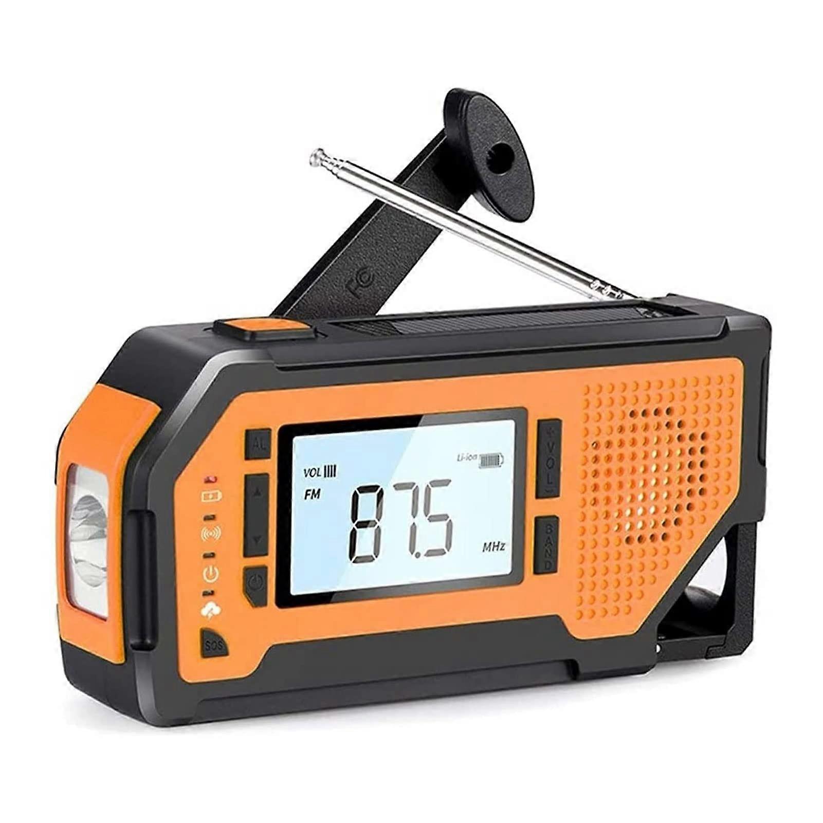 Emergency Weather Radio with NOAA Alert, Solar Hand Crank, AM FM, LED Flashlight, 2000mAh Power Bank