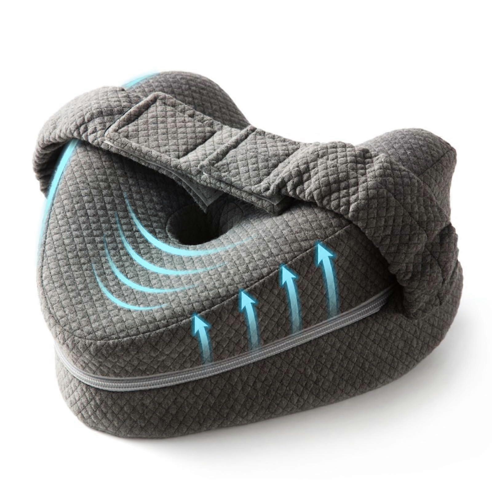 Knee Pillow for Side Sleepers Sciatica Pain Relief Orthopedic Memory Foam with Adjustable Strap Grey