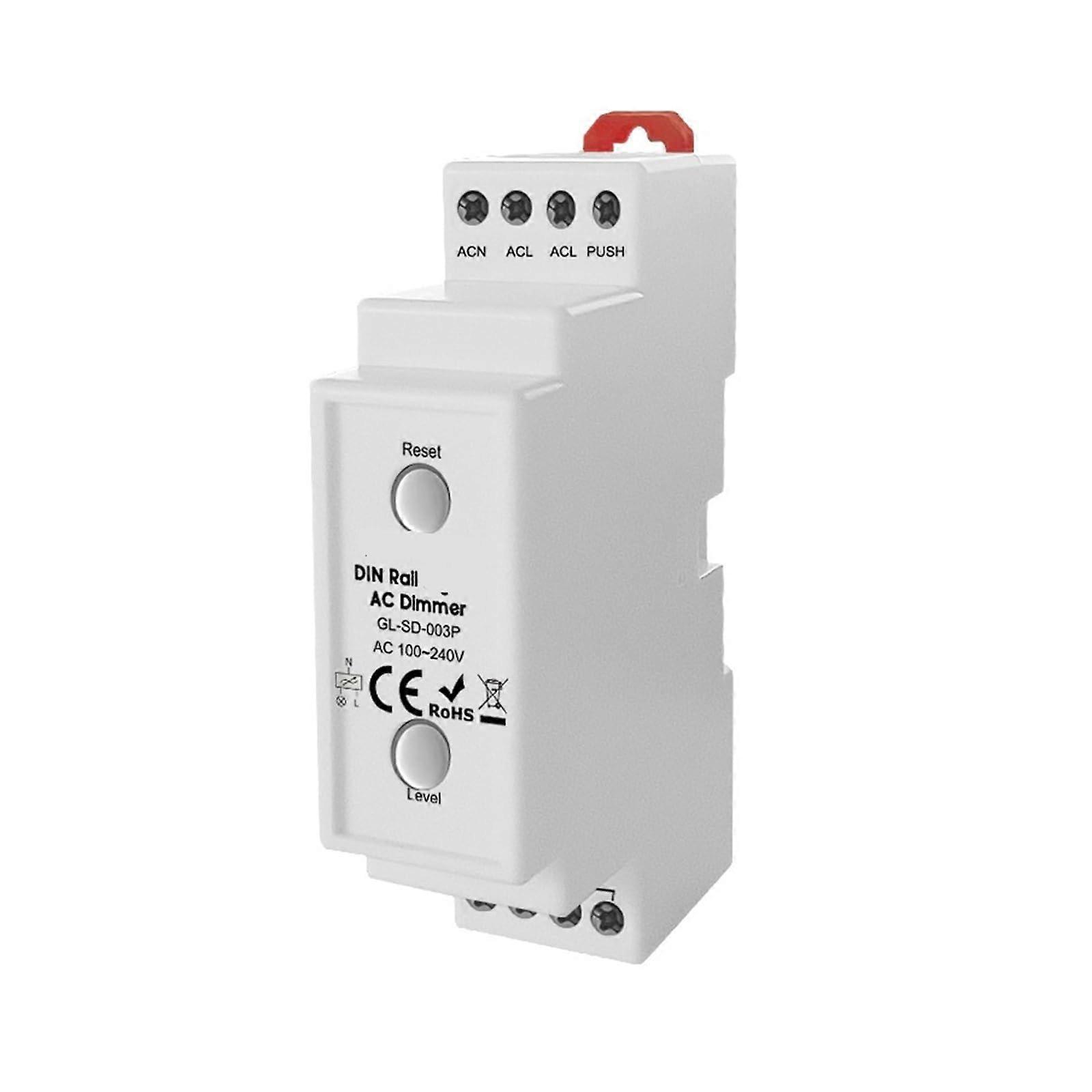 DIN Rail AC Dimmer Switch 35mm Single Module with Easy Pushbutton Control Adjustable Light Levels