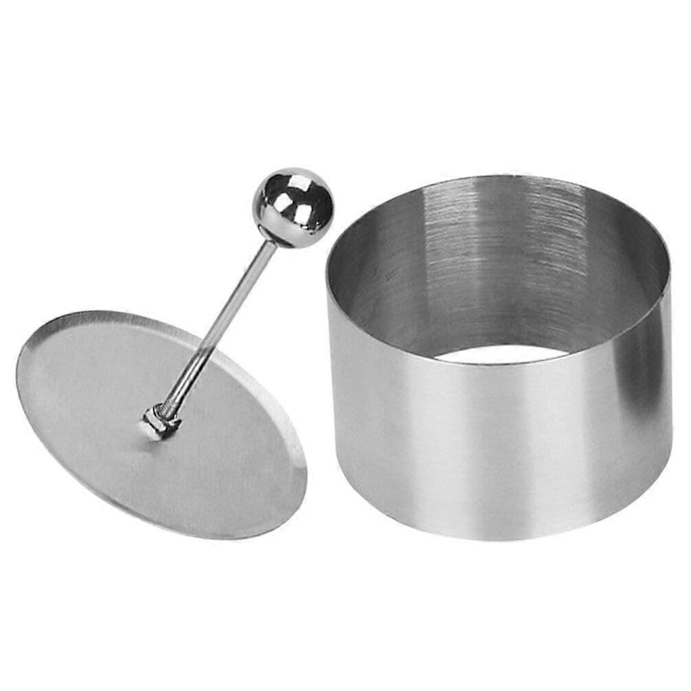 Stainless Steel Sushi Mold with Pusher for Uniform Shaping, Round Pastry Ring for Baking and Onigiri